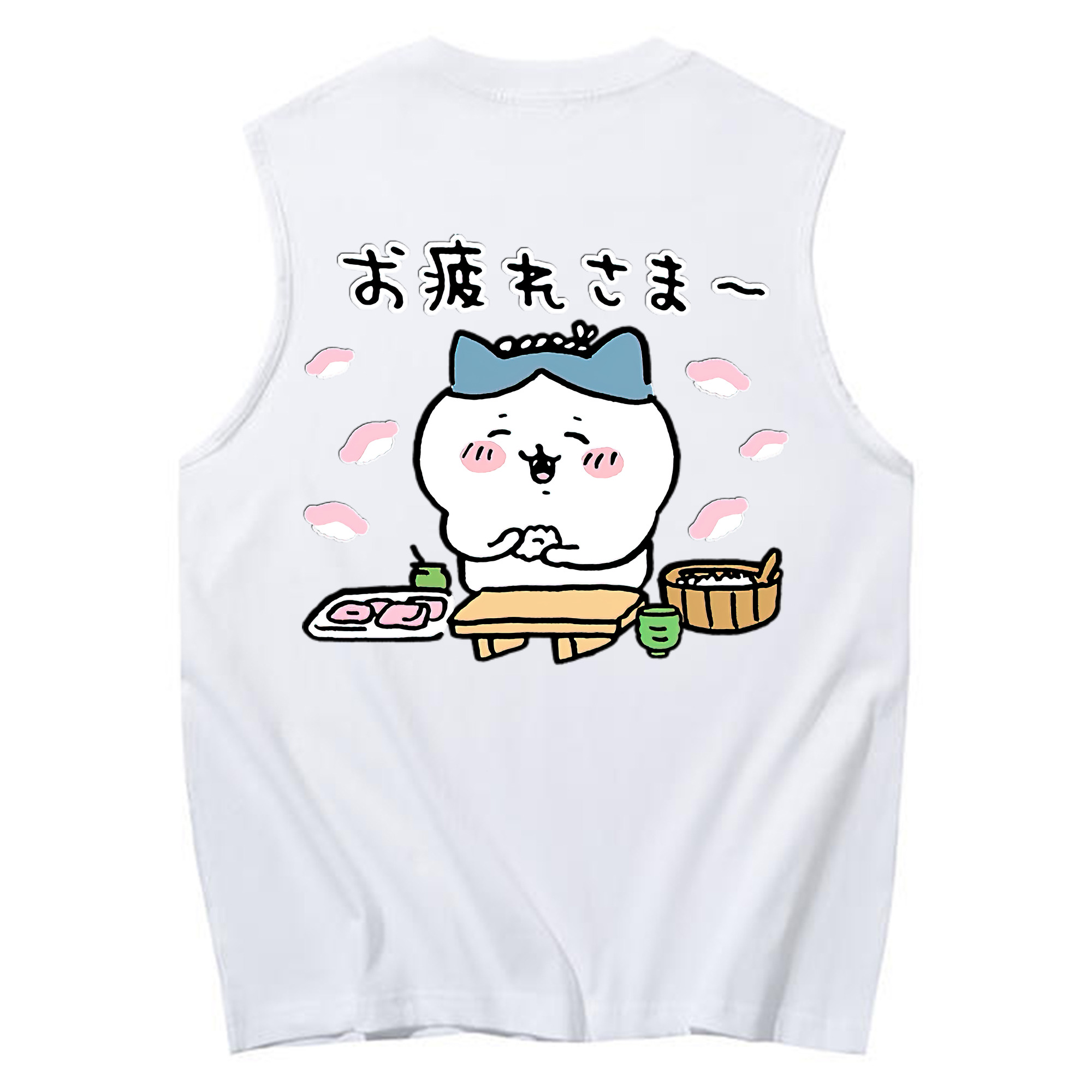 （画像用） ちいかわ ハチワレ Chii-kawa hachiware コットン100％タンクトップ（背面プリント）