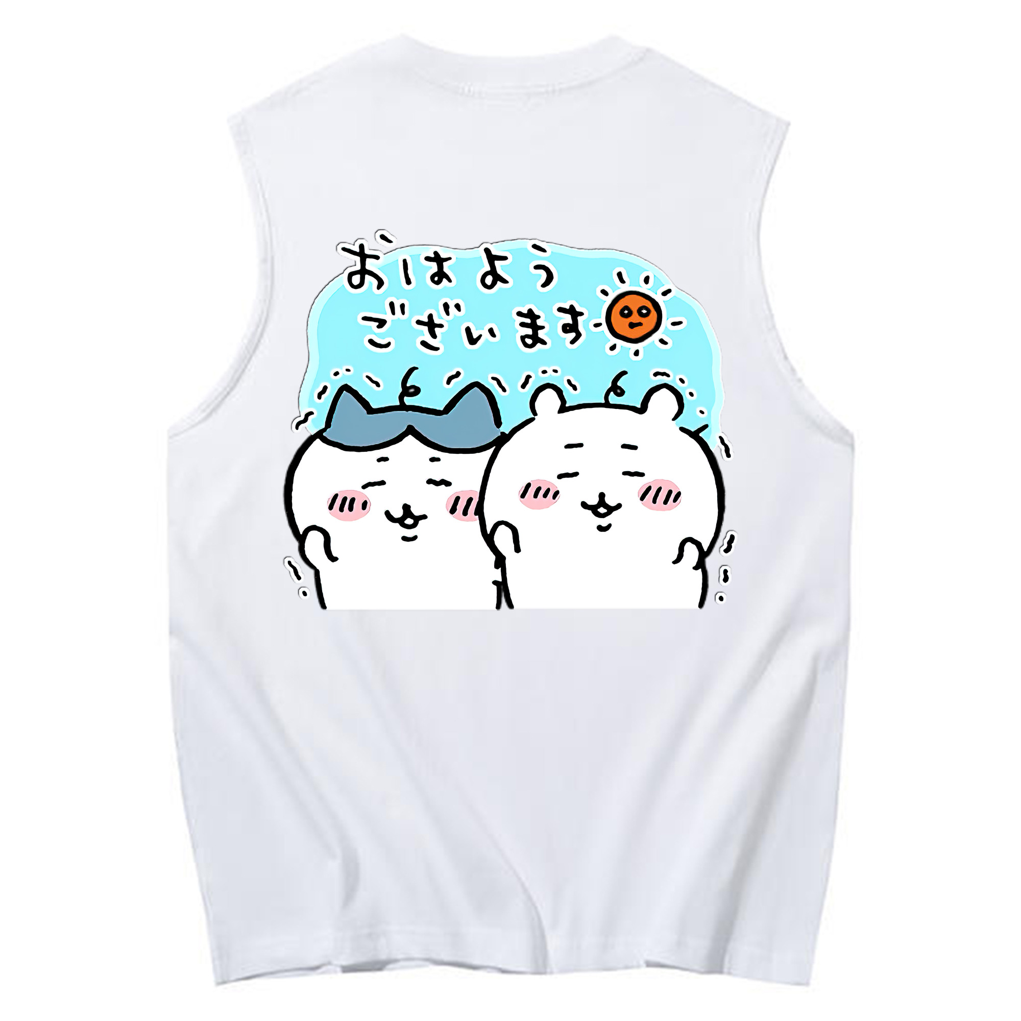 （画像用） ちいかわ ハチワレ Chii-kawa hachiware コットン100％タンクトップ（背面プリント）
