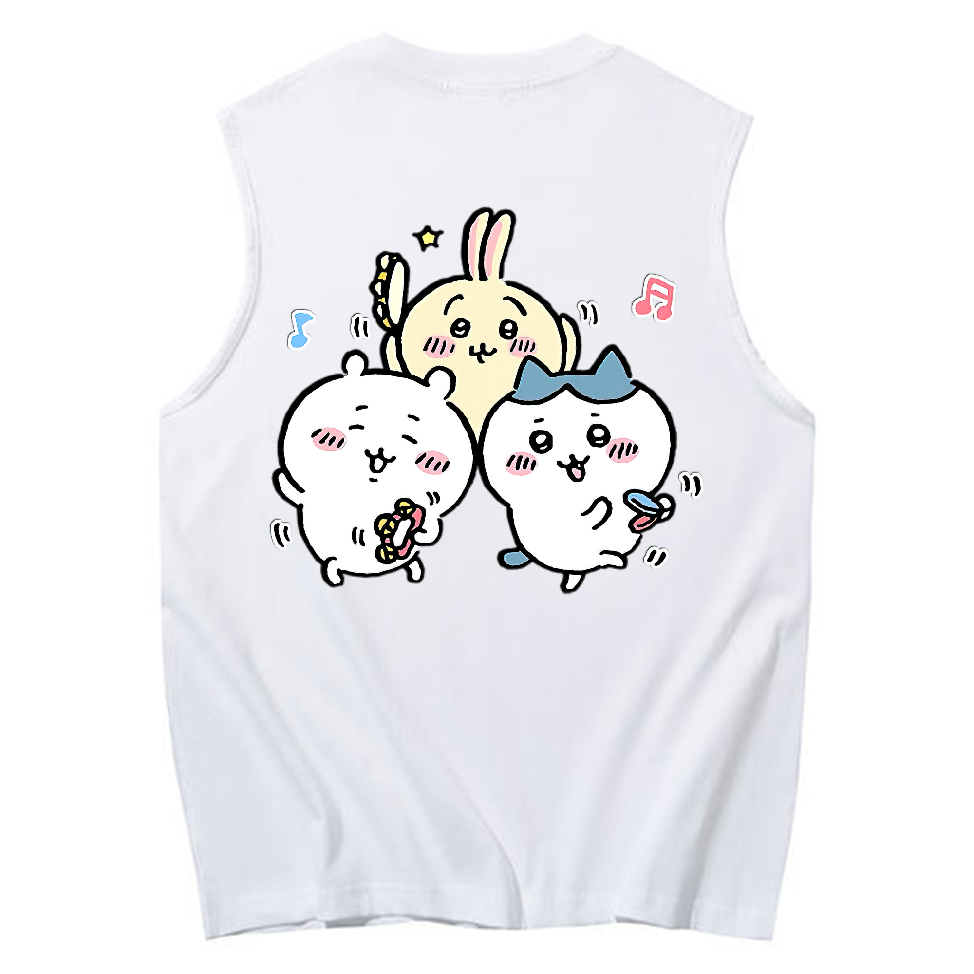 （画像用） ちいかわ ハチワレ Chii-kawa hachiware コットン100％タンクトップ（背面プリント）