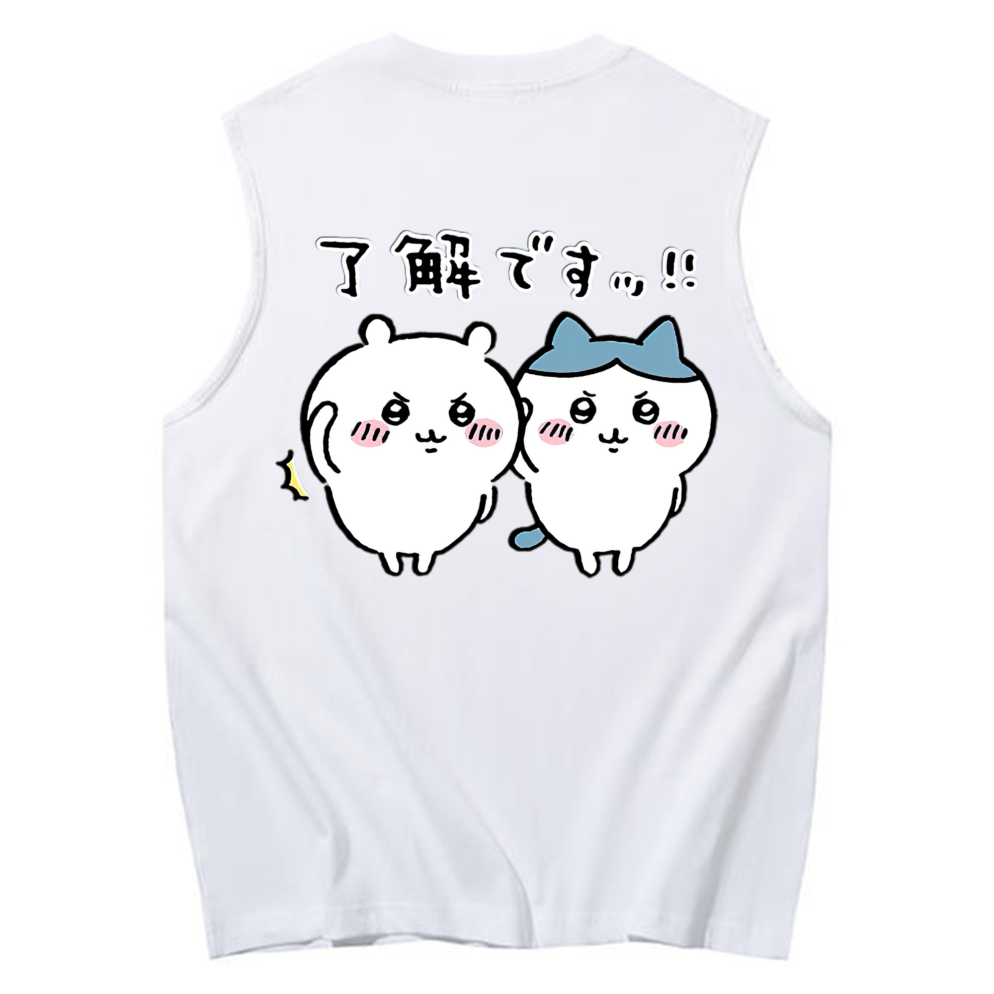 （画像用） ちいかわ ハチワレ Chii-kawa hachiware コットン100％タンクトップ（背面プリント）