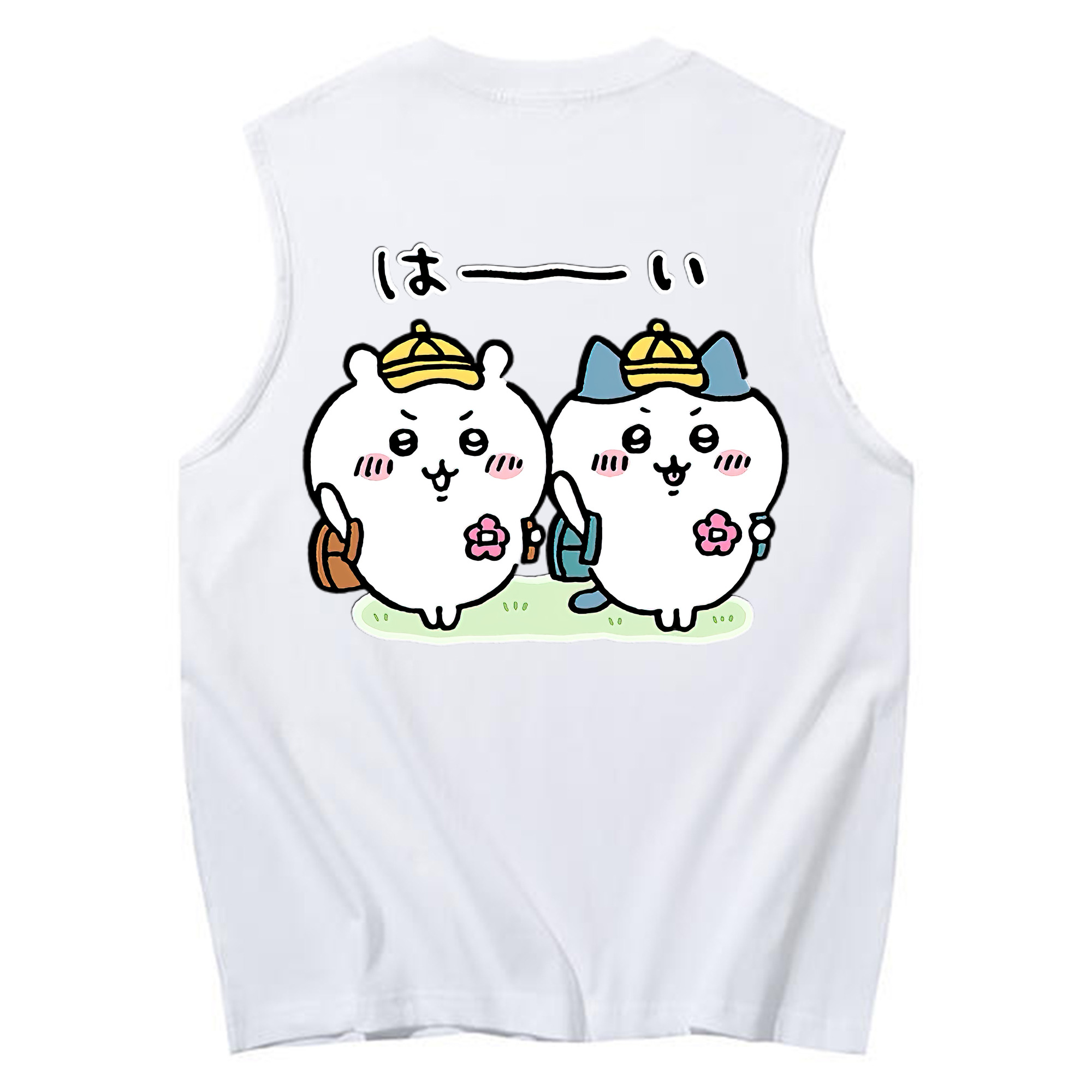（画像用） ちいかわ ハチワレ Chii-kawa hachiware コットン100％タンクトップ（背面プリント）