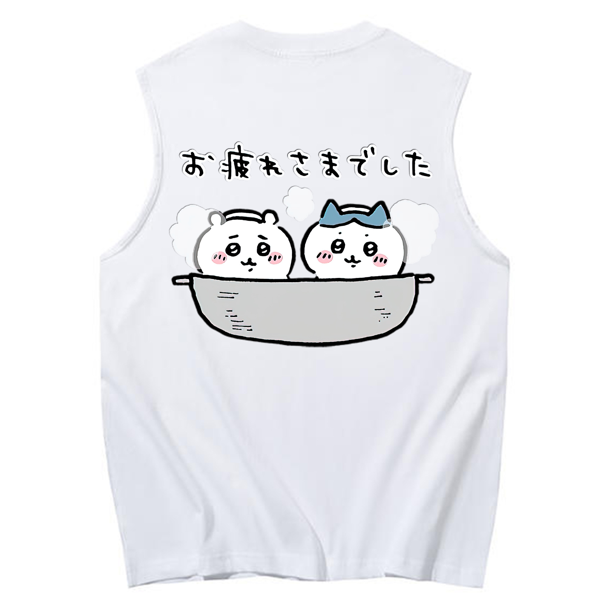 （画像用） ちいかわ ハチワレ Chii-kawa hachiware コットン100％タンクトップ（背面プリント）