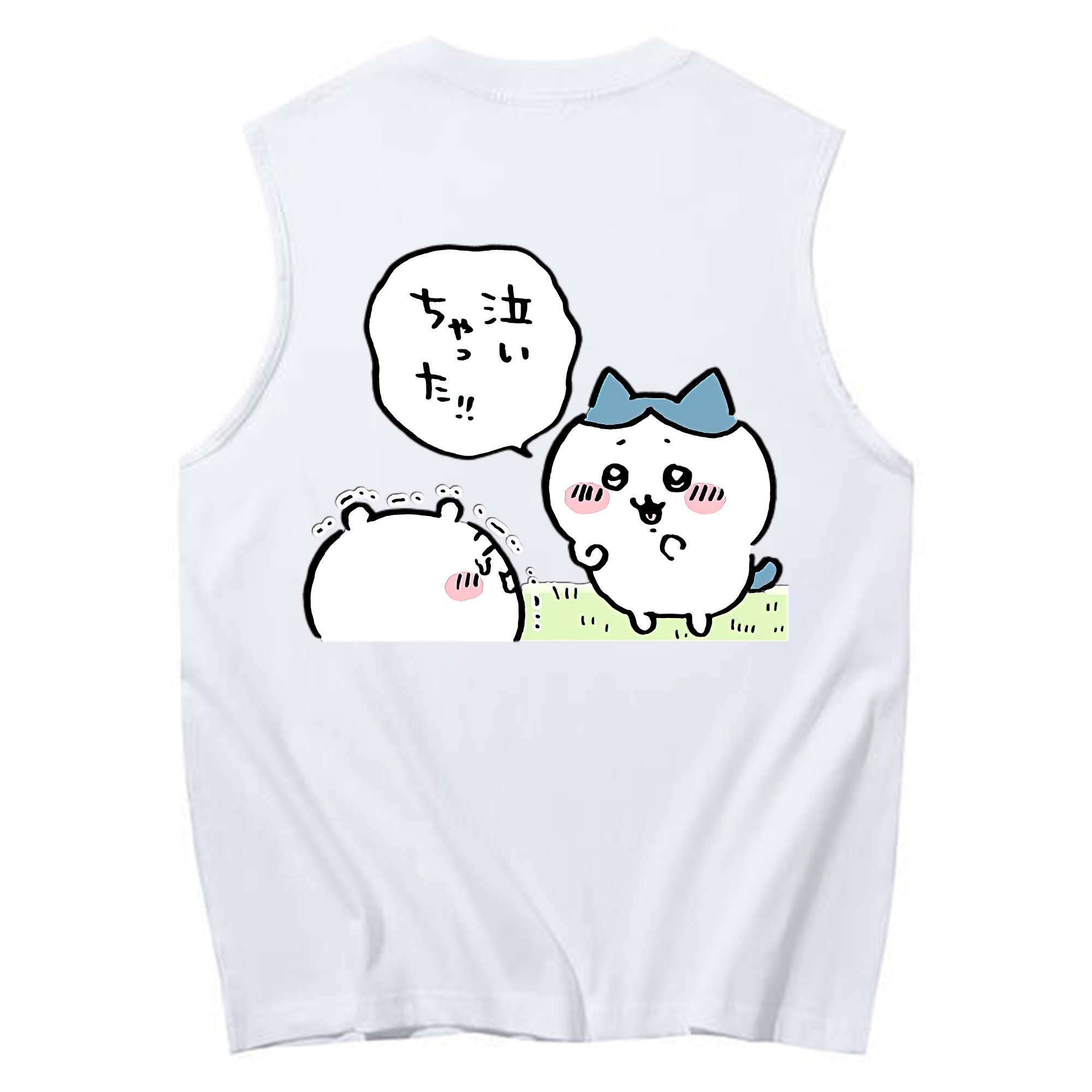 （画像用） ちいかわ ハチワレ Chii-kawa hachiware コットン100％タンクトップ（背面プリント）