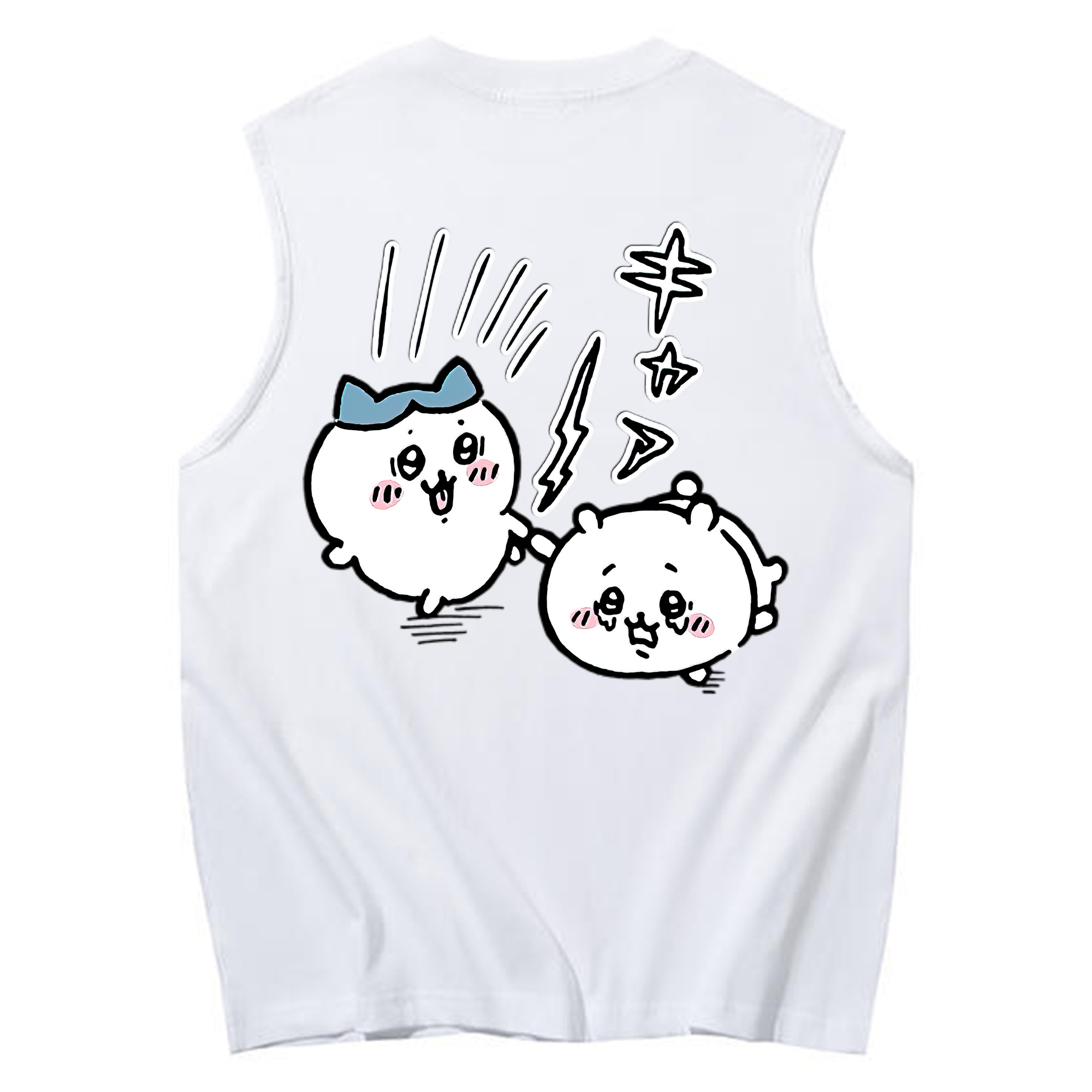 （画像用） ちいかわ ハチワレ Chii-kawa hachiware コットン100％タンクトップ（背面プリント）