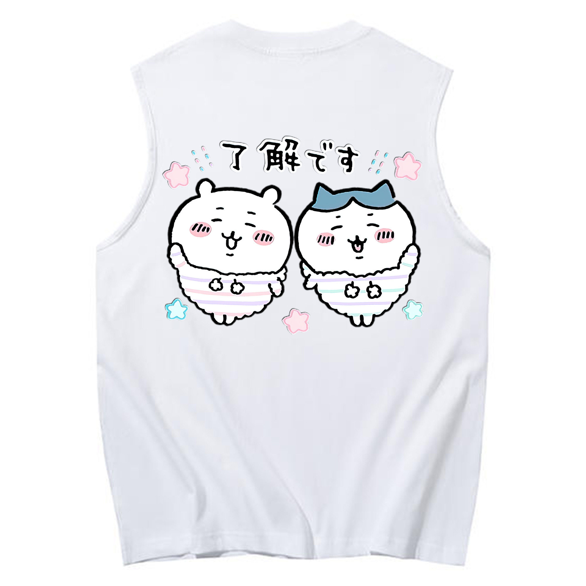 （画像用） ちいかわ ハチワレ Chii-kawa hachiware コットン100％タンクトップ（背面プリント）