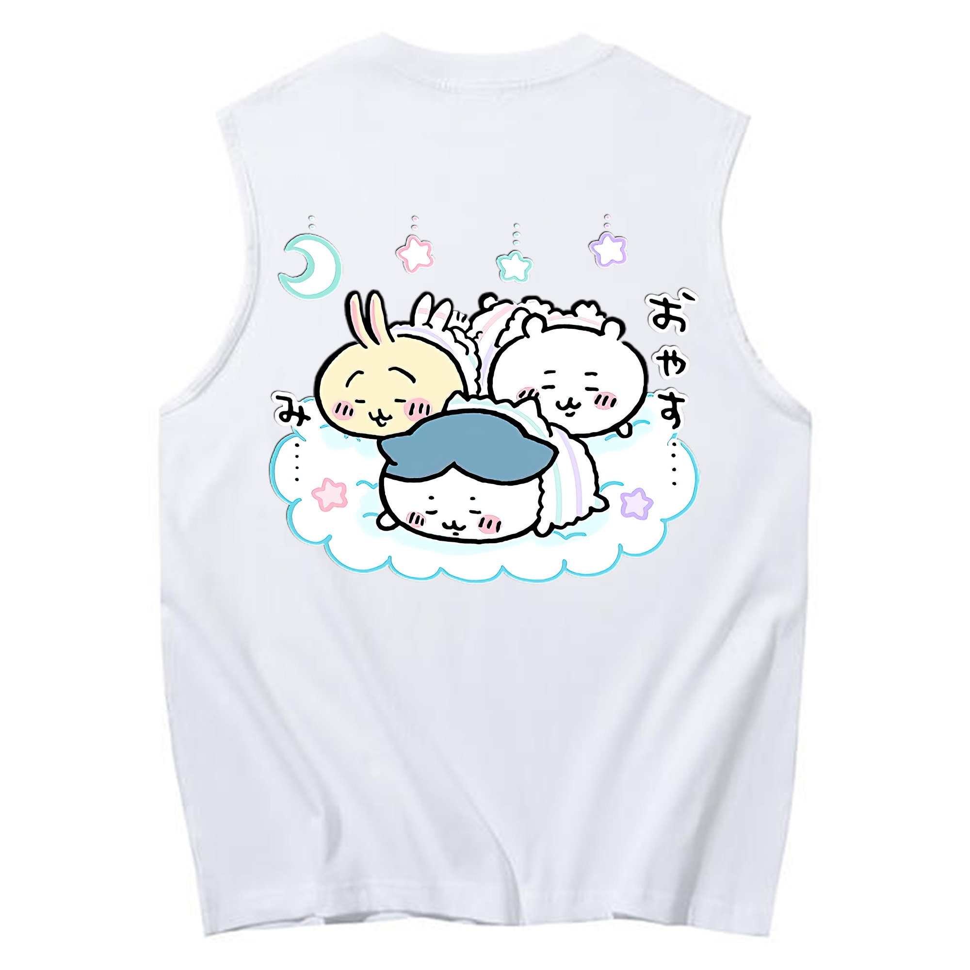（画像用） ちいかわ ハチワレ Chii-kawa hachiware コットン100％タンクトップ（背面プリント）