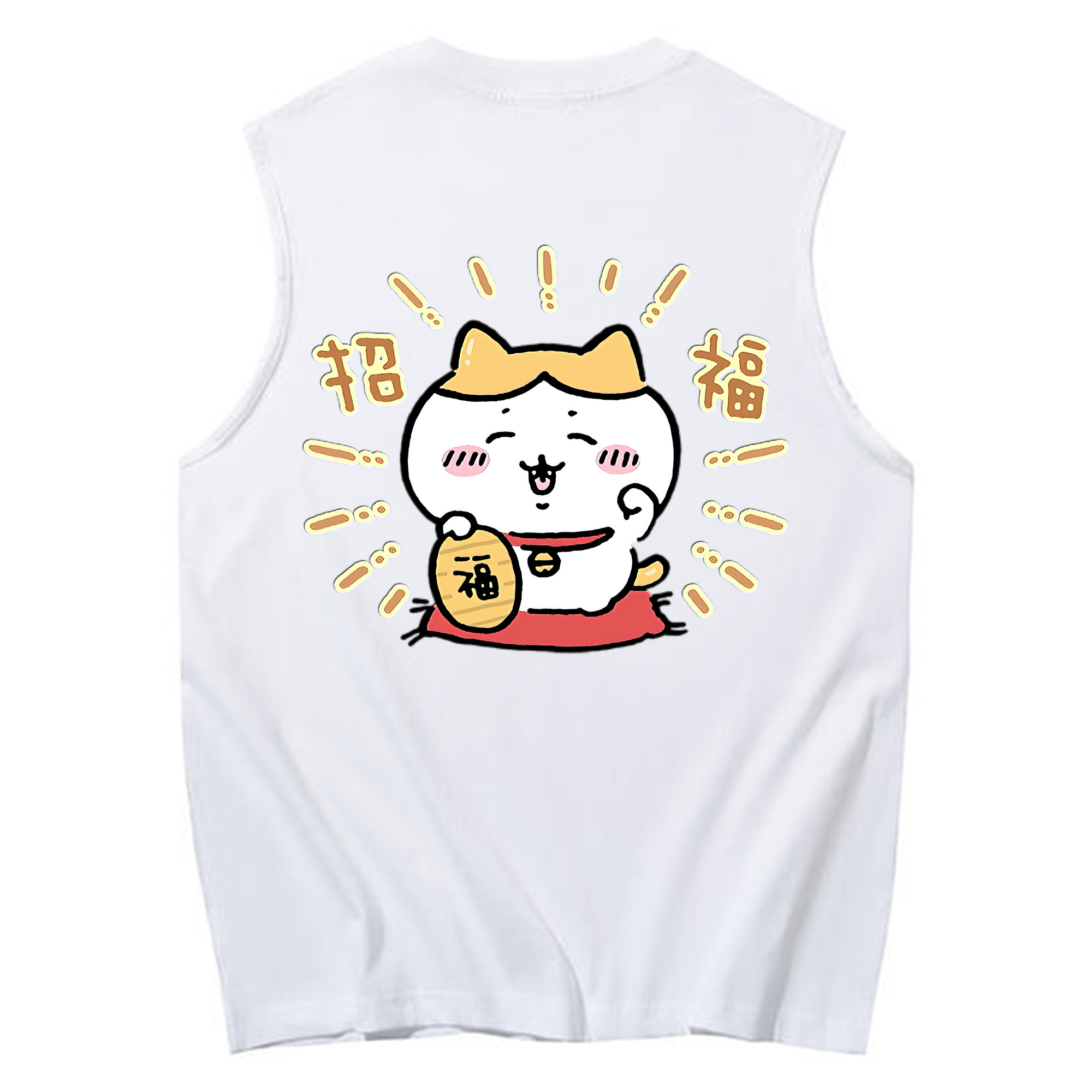 （画像用） ちいかわ ハチワレ Chii-kawa hachiware コットン100％タンクトップ（背面プリント）
