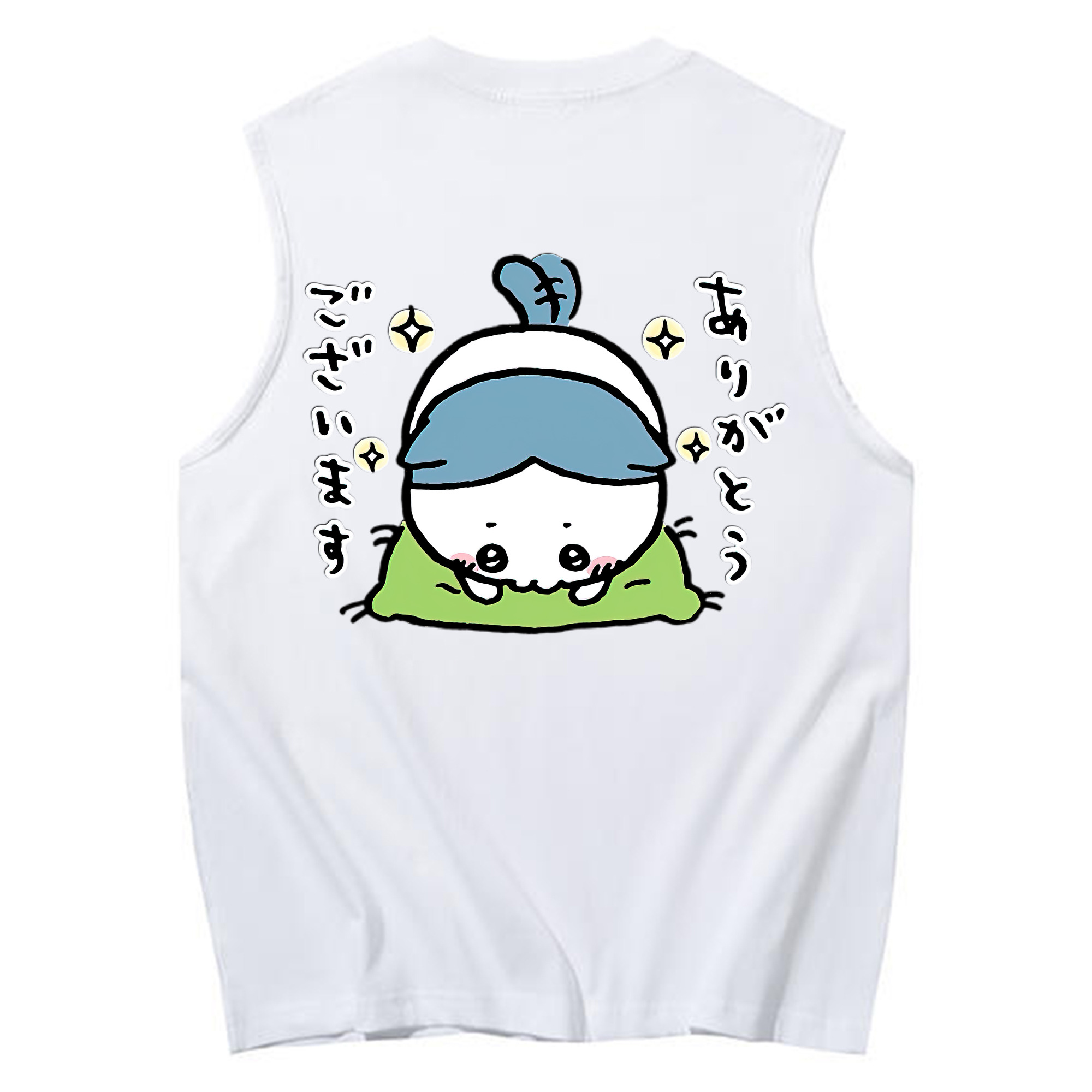 （画像用） ちいかわ ハチワレ Chii-kawa hachiware コットン100％タンクトップ（背面プリント）