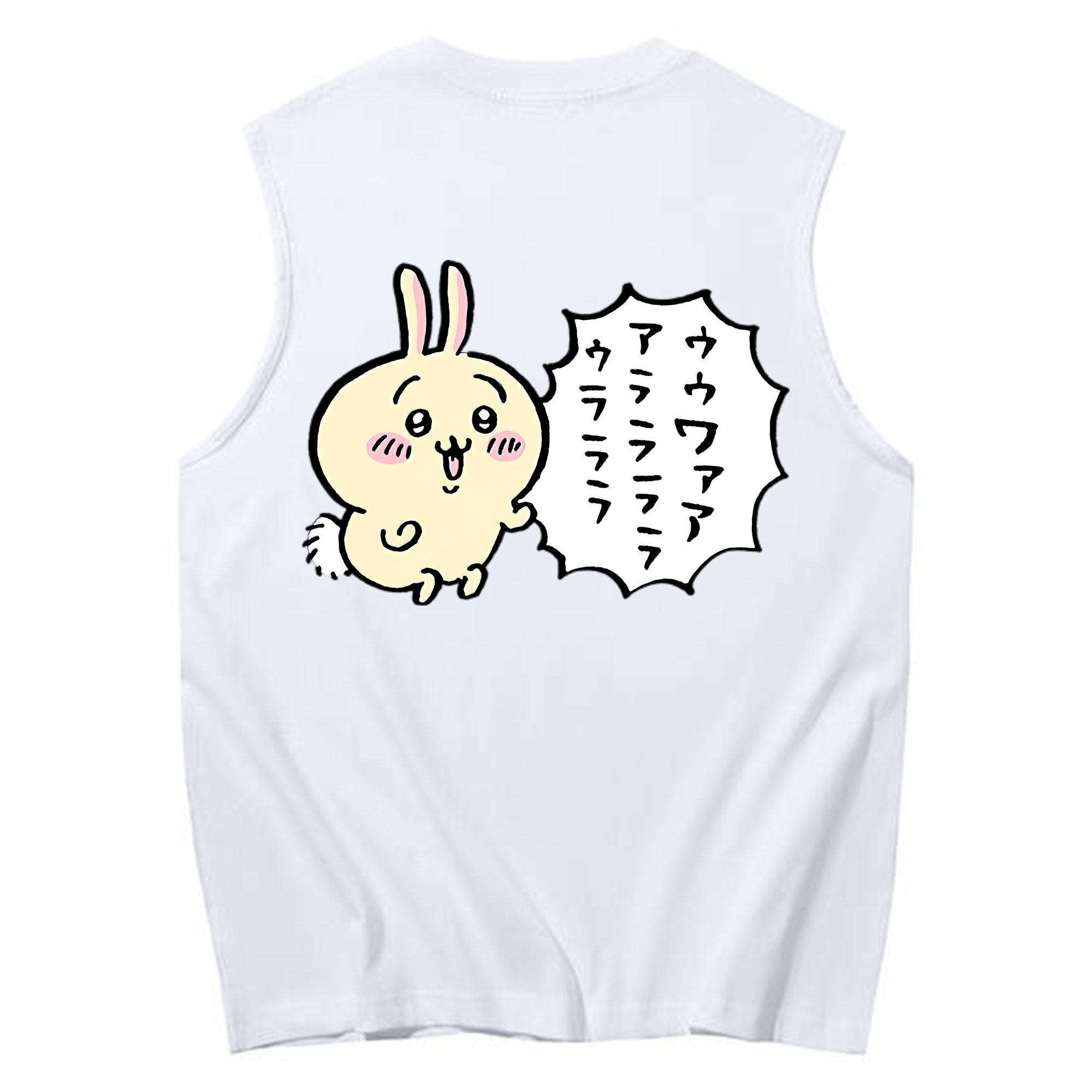 （画像用） ちいかわ うさぎ Chii-kawa usagi コットン100％タンクトップ（背面プリント）