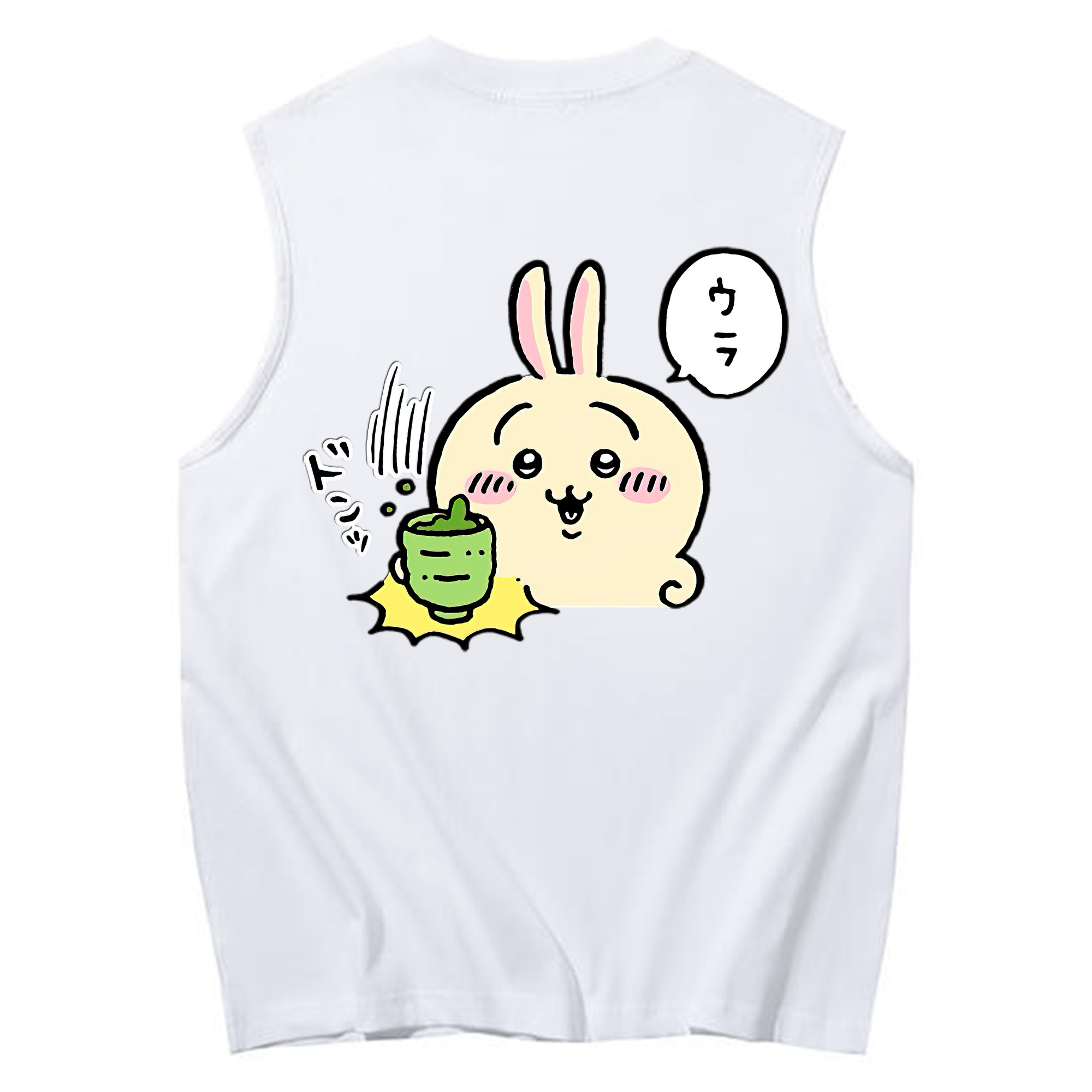 （画像用） ちいかわ うさぎ Chii-kawa usagi コットン100％タンクトップ（背面プリント）