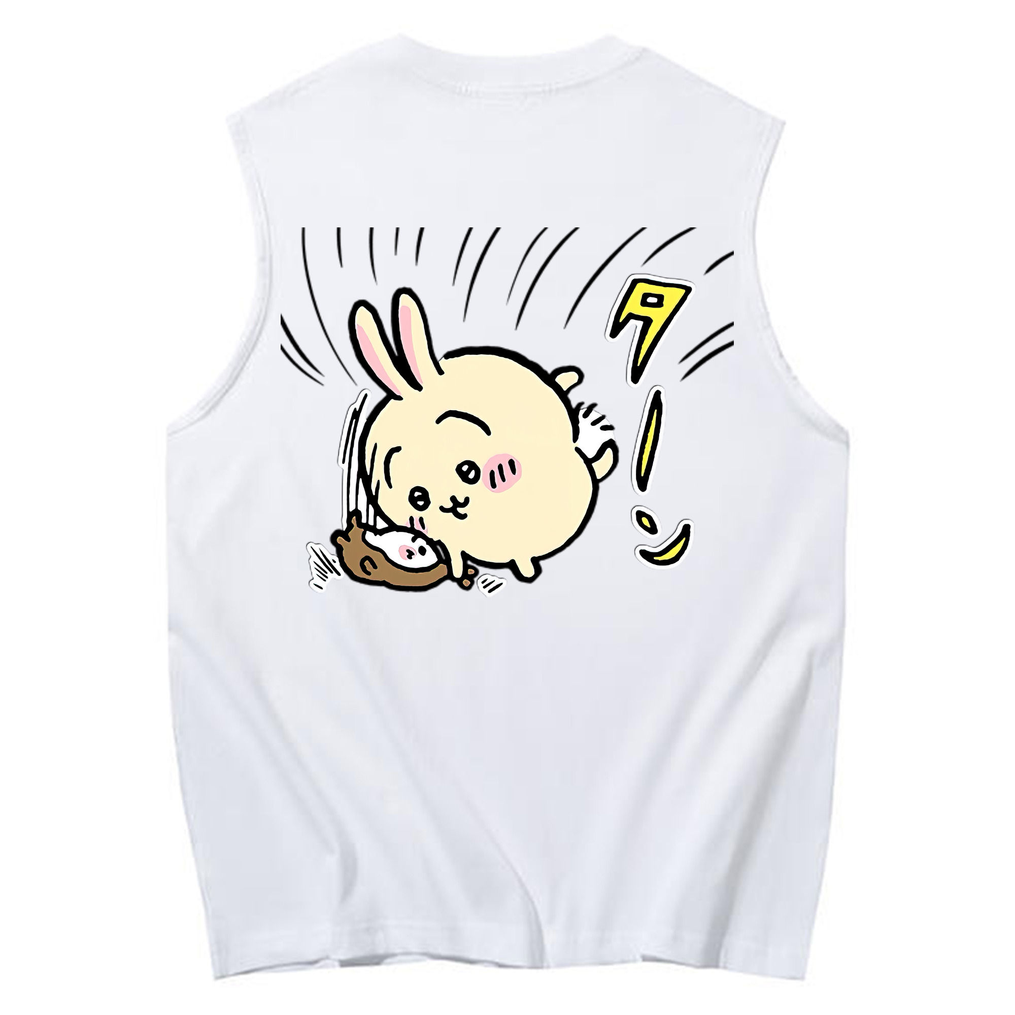（画像用） ちいかわ うさぎ Chii-kawa usagi コットン100％タンクトップ（背面プリント）