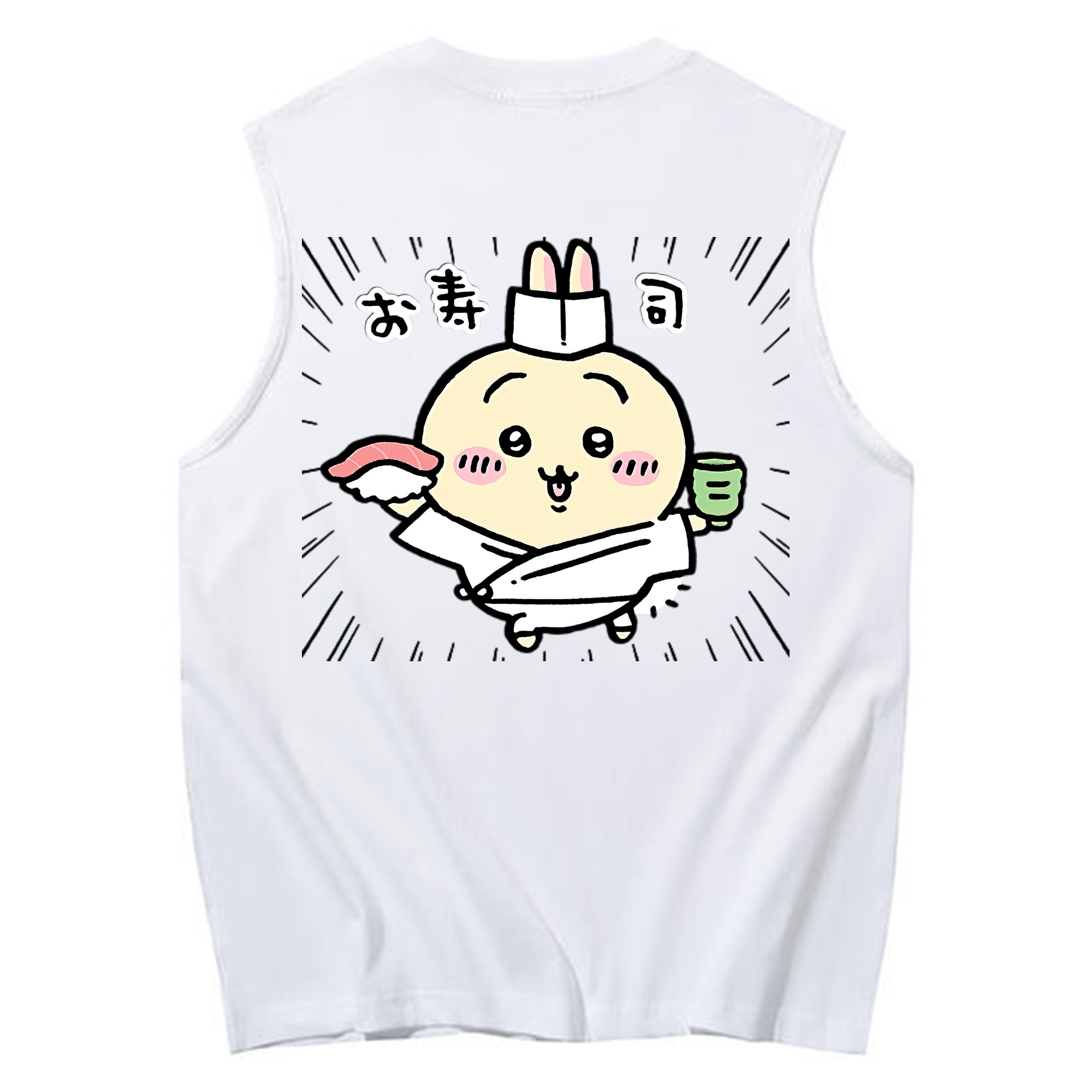 （画像用） ちいかわ うさぎ Chii-kawa usagi コットン100％タンクトップ（背面プリント）