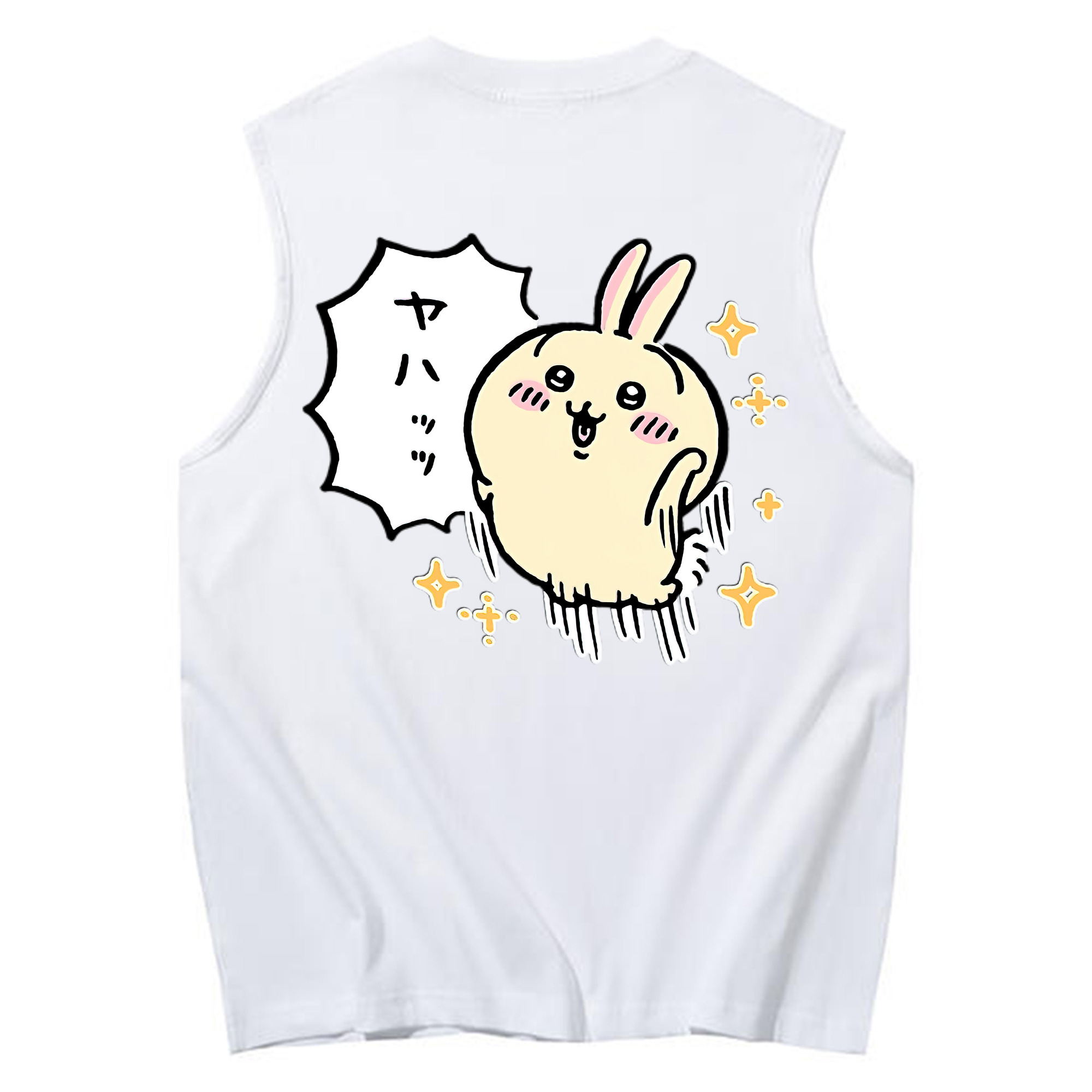 （画像用） ちいかわ うさぎ Chii-kawa usagi コットン100％タンクトップ（背面プリント）