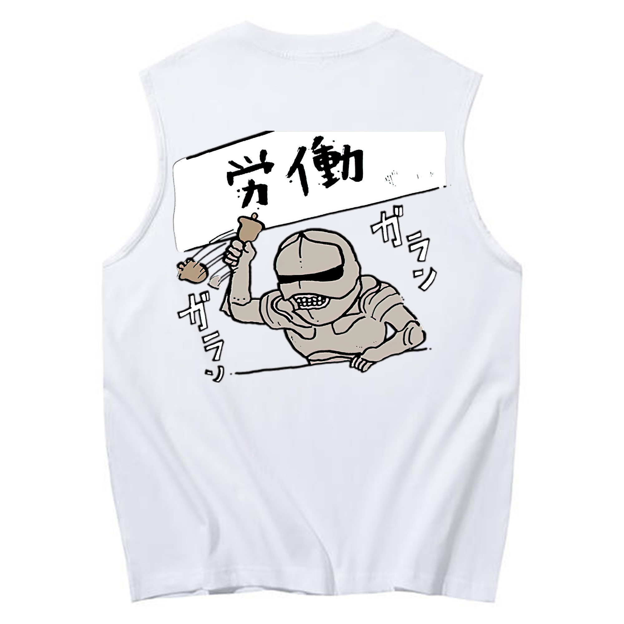 （画像用） ちいかわ 労働の鎧さん Chii-kawa Mr. Armor of Labor コットン100％タンクトップ（背面プリント）