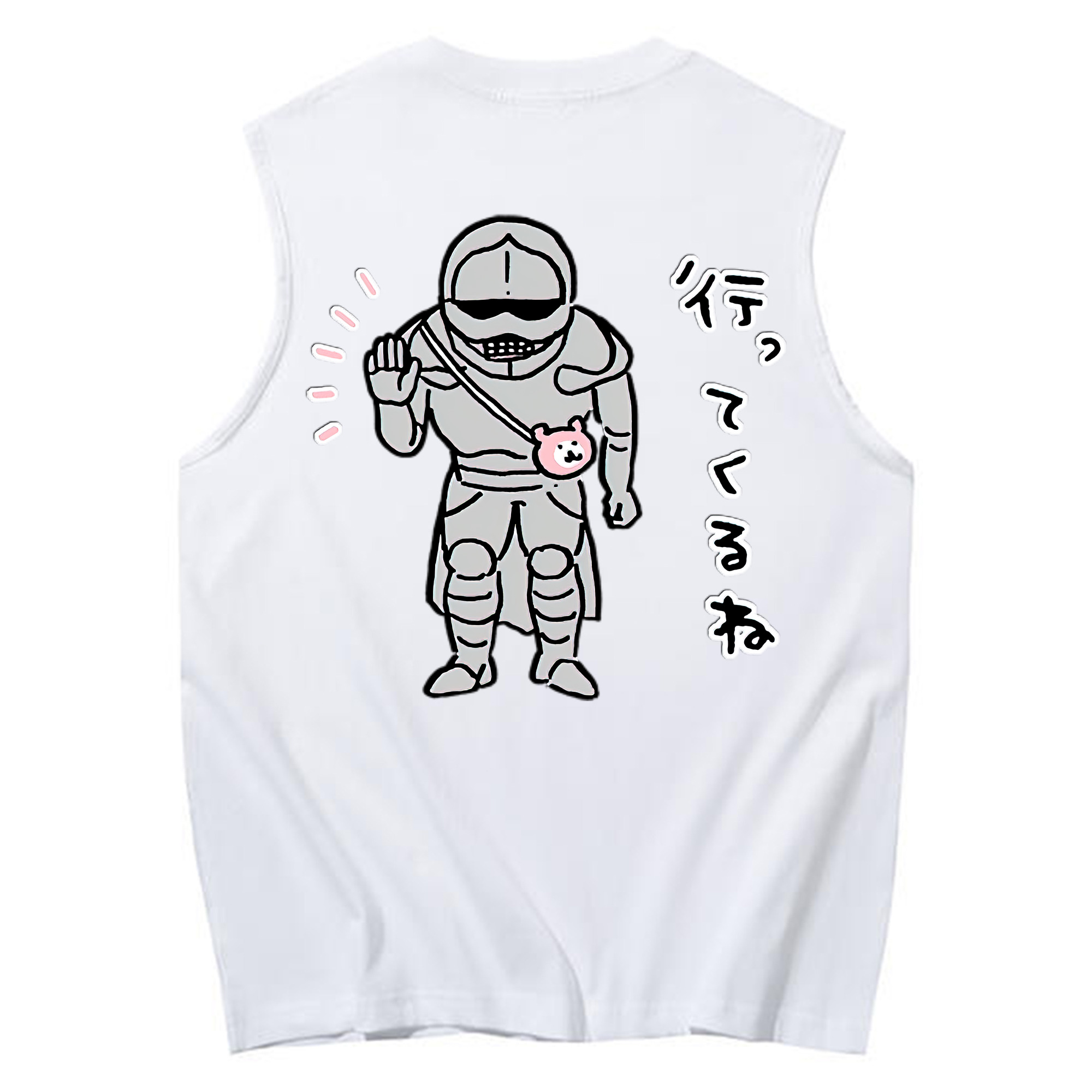（画像用） ちいかわ 労働の鎧さん Chii-kawa Mr. Armor of Labor コットン100％タンクトップ（背面プリント）