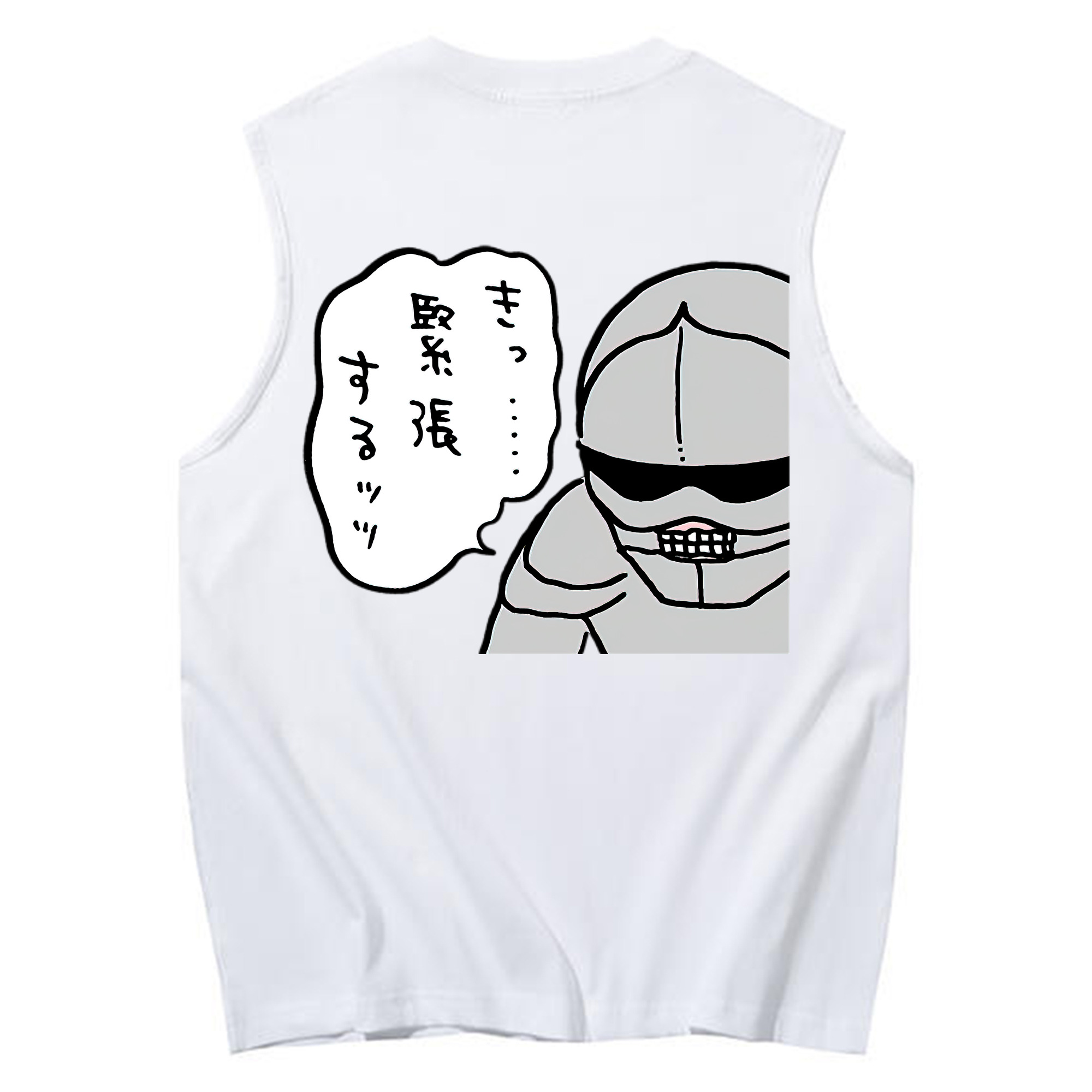 （画像用） ちいかわ 労働の鎧さん Chii-kawa Mr. Armor of Labor コットン100％タンクトップ（背面プリント）