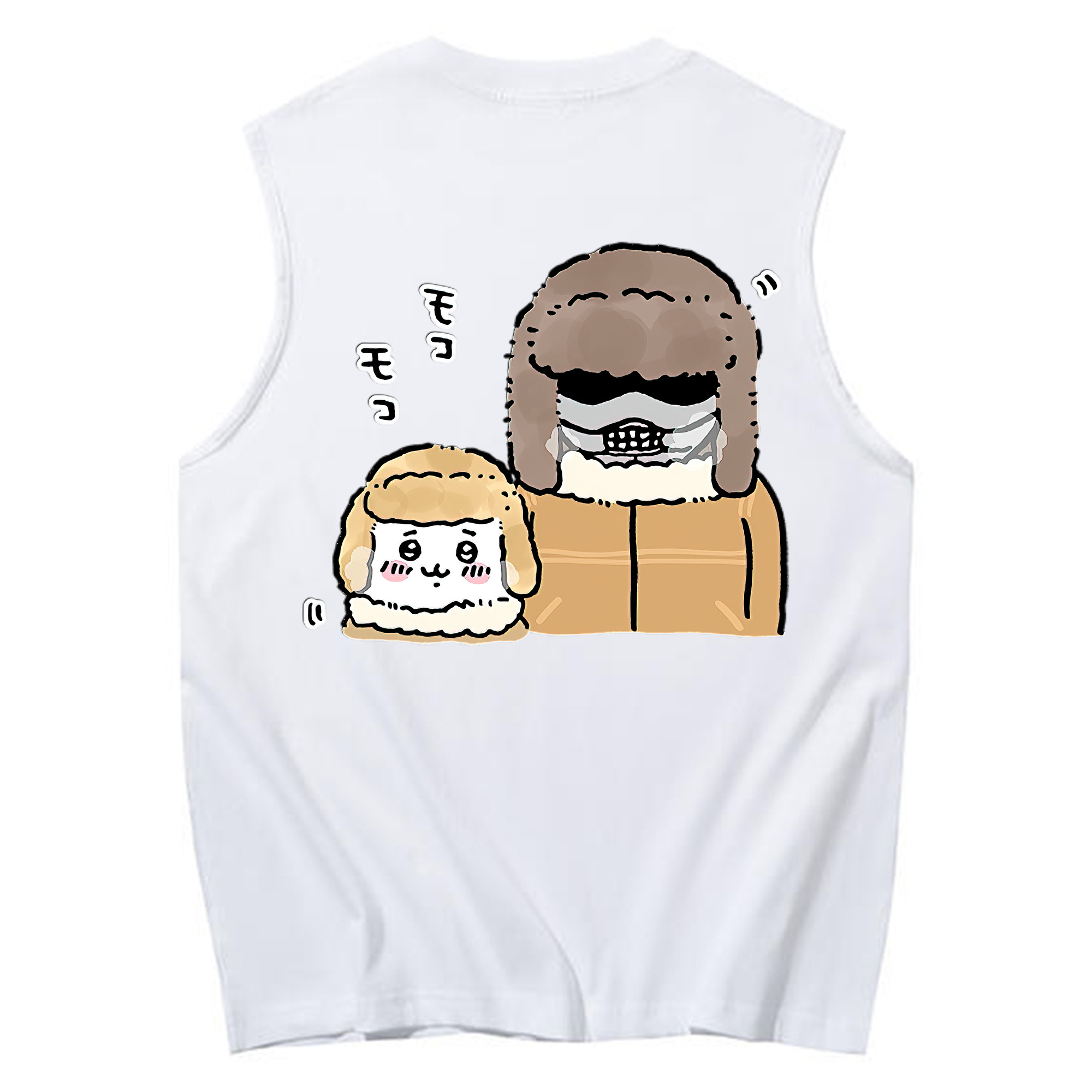 （画像用） ちいかわ 労働の鎧さん Chii-kawa Mr. Armor of Labor コットン100％タンクトップ（背面プリント）