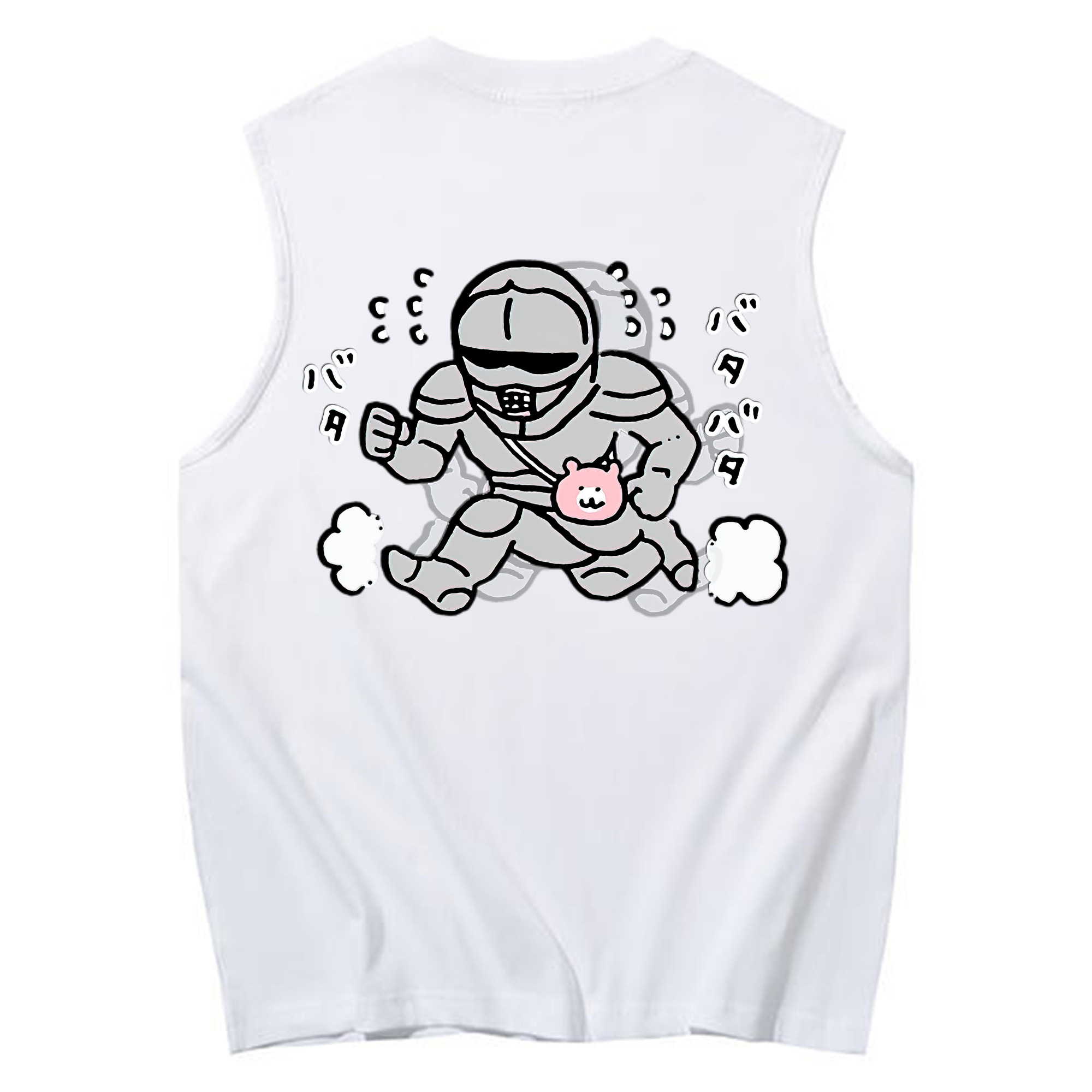 （画像用） ちいかわ 労働の鎧さん Chii-kawa Mr. Armor of Labor コットン100％タンクトップ（背面プリント）