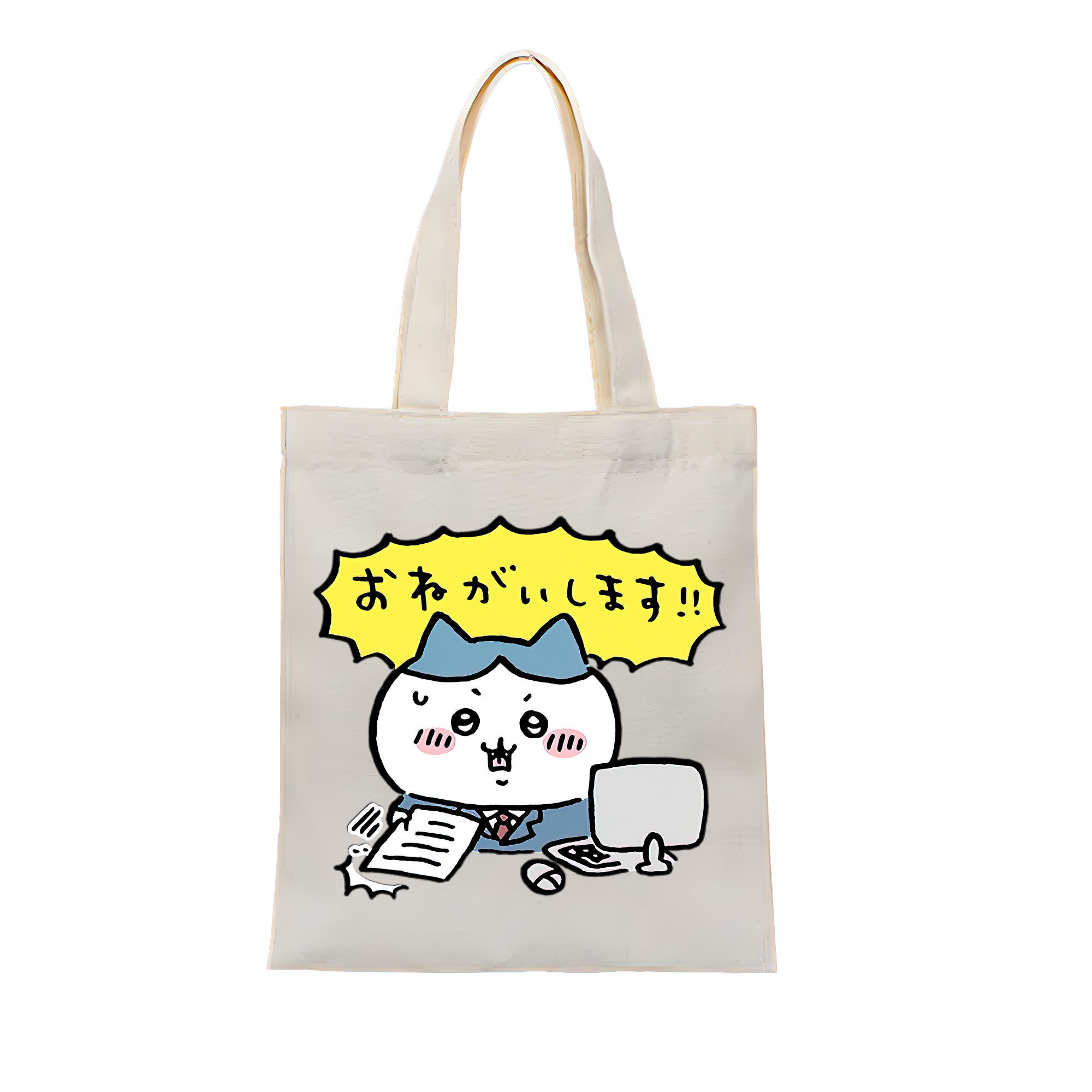 （画像用） ちいかわ ハチワレ Chii-kawa hachiware 縦型キャンバス生地手提げバッグ　トートバッグ