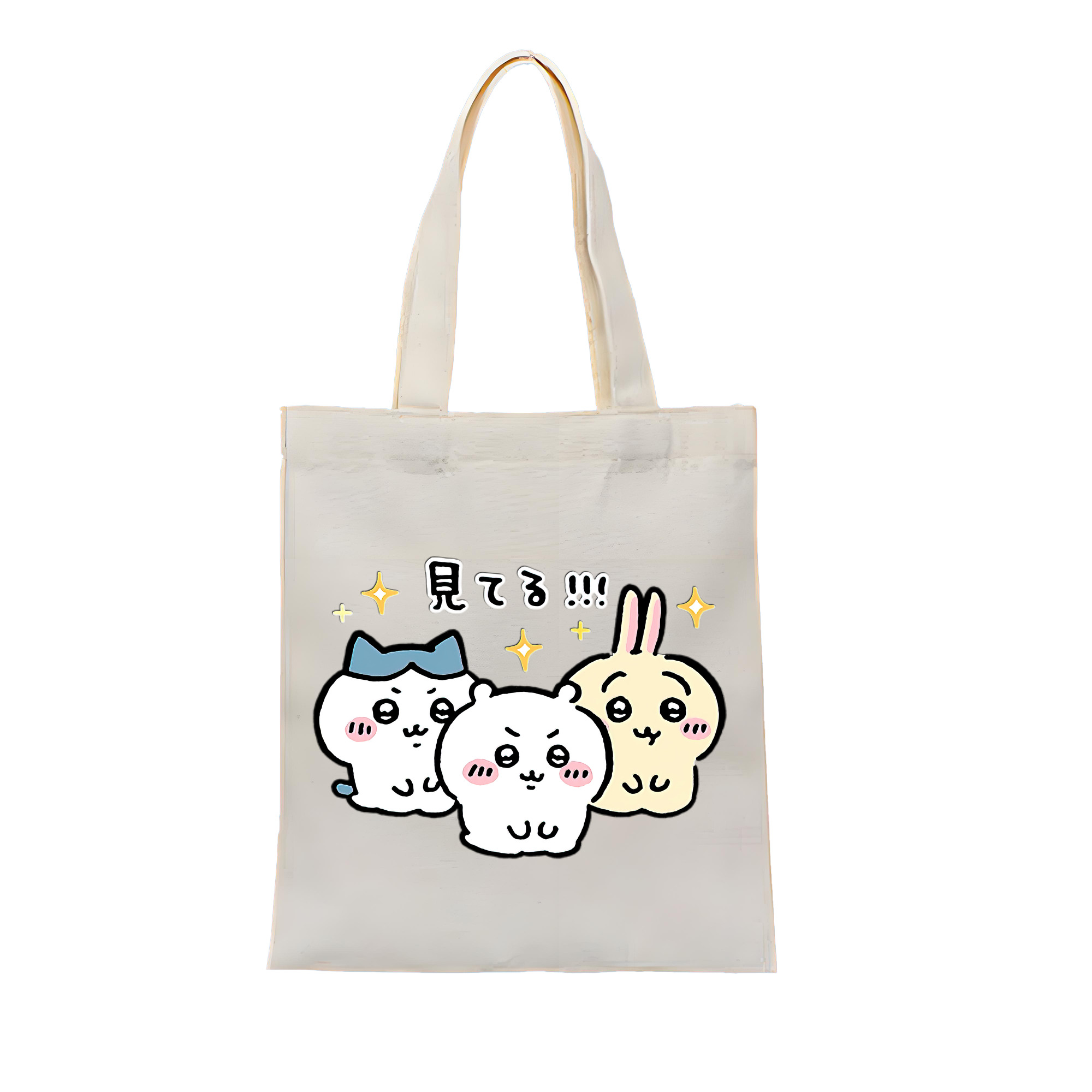 （画像用） ちいかわ ハチワレ Chii-kawa hachiware 縦型キャンバス生地手提げバッグ　トートバッグ