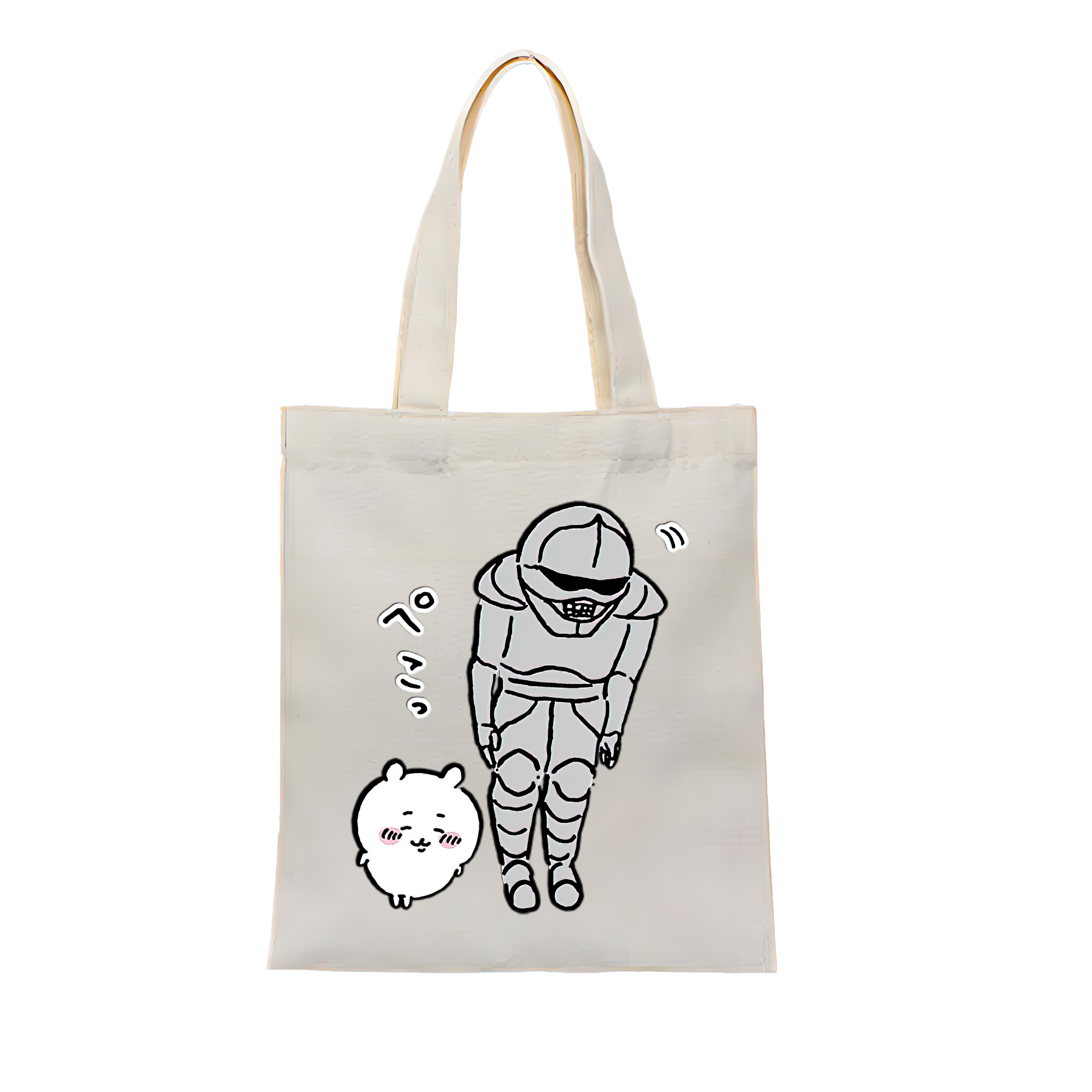 （画像用） ちいかわ 労働の鎧さん Chii-kawa Mr. Armor of Labor 縦型キャンバス生地手提げバッグ　トートバッグ