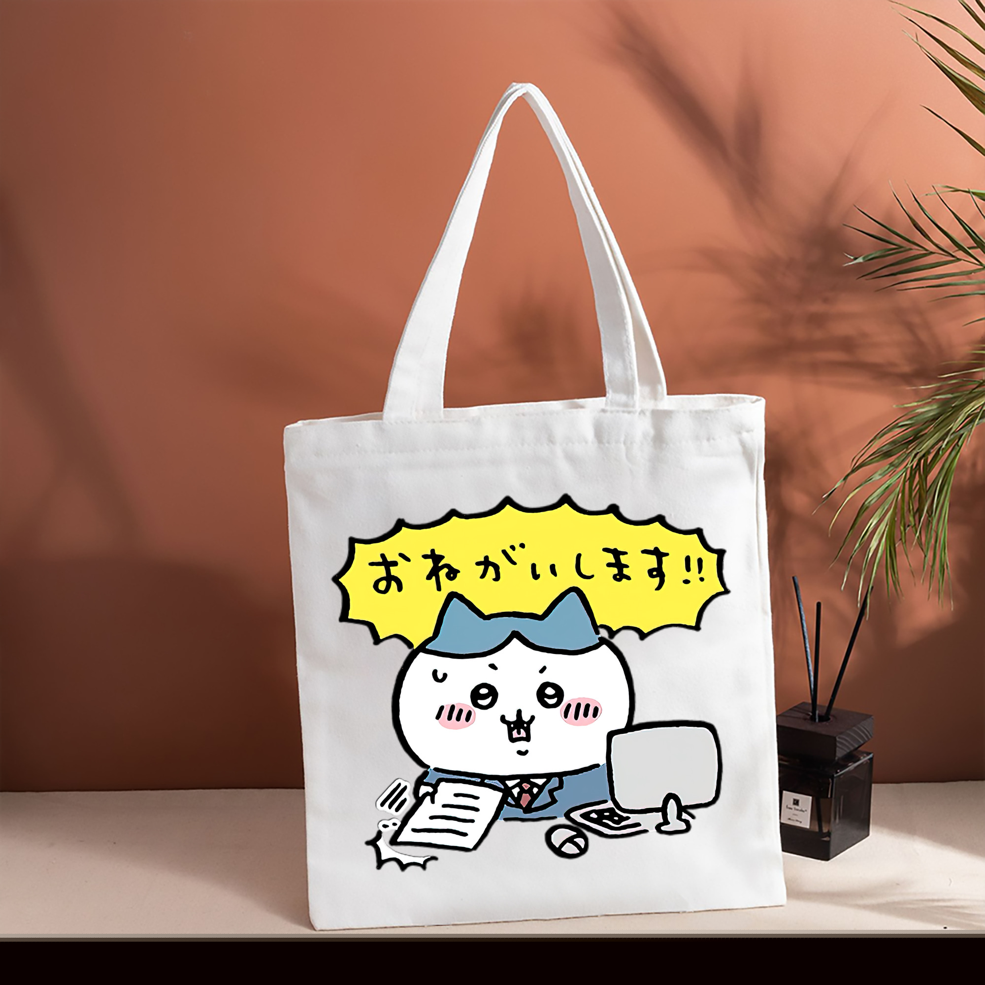 ちいかわ ハチワレ Chii-kawa hachiware 縦型キャンバス生地手提げバッグ　トートバッグ
