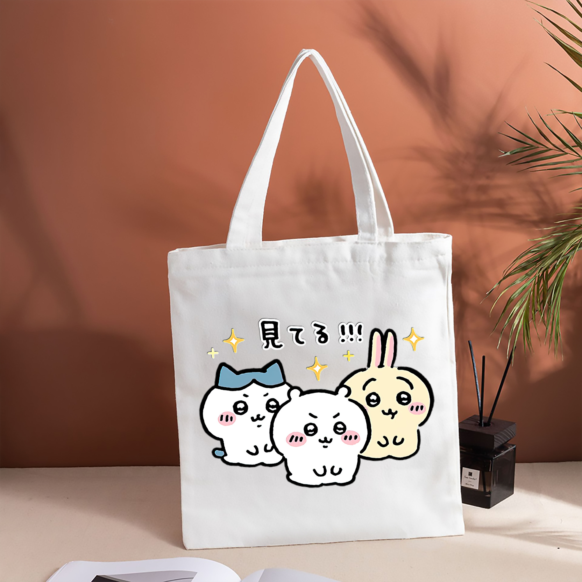 ちいかわ ハチワレ Chii-kawa hachiware 縦型キャンバス生地手提げバッグ　トートバッグ