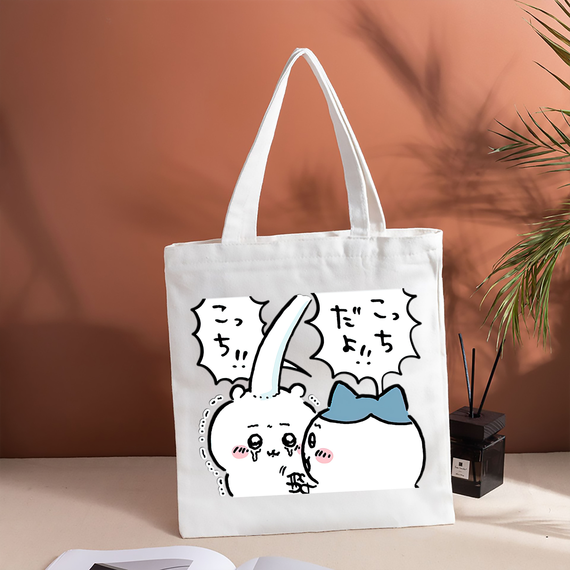 ちいかわ ハチワレ Chii-kawa hachiware 縦型キャンバス生地手提げバッグ　トートバッグ