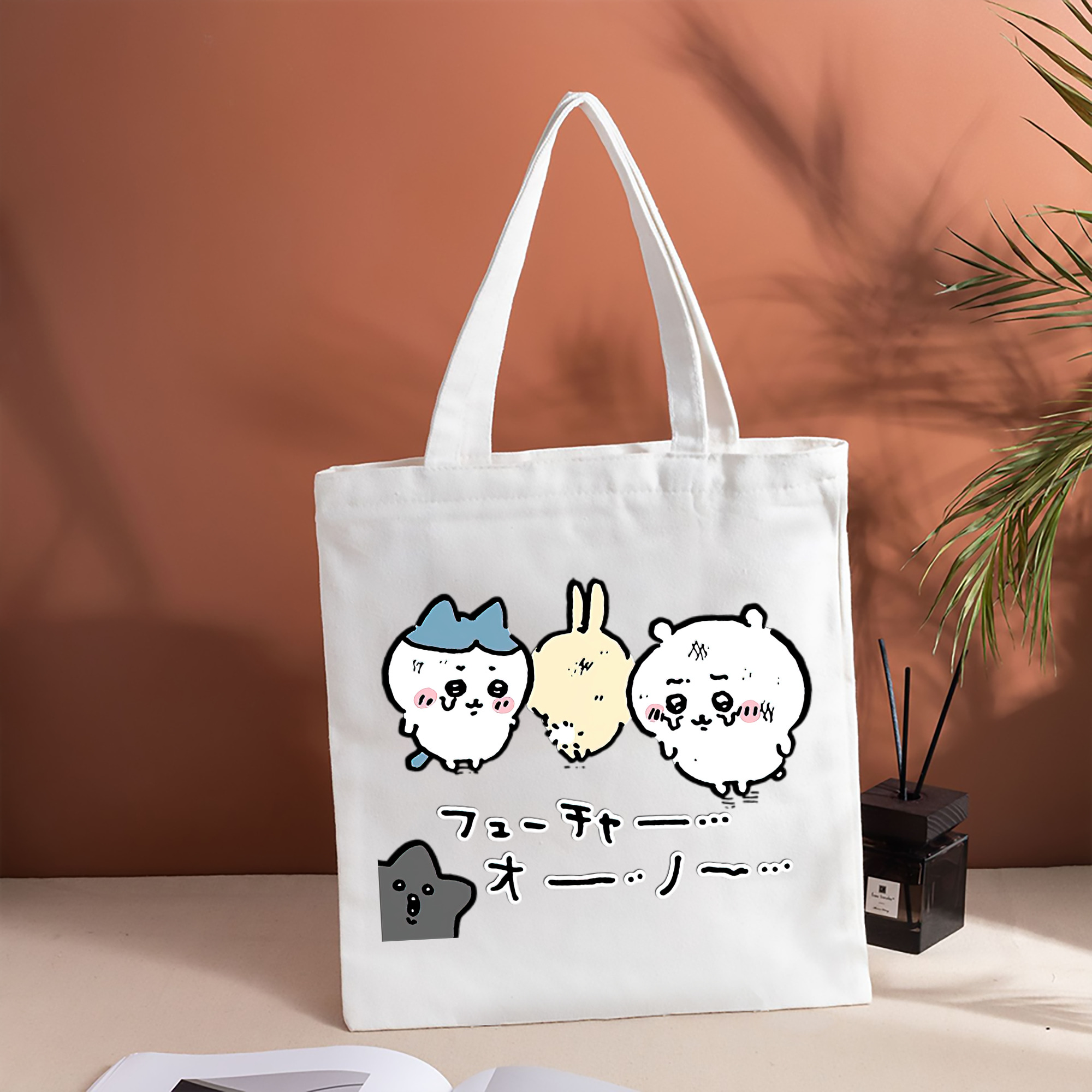 ちいかわ ハチワレ Chii-kawa hachiware 縦型キャンバス生地手提げバッグ　トートバッグ