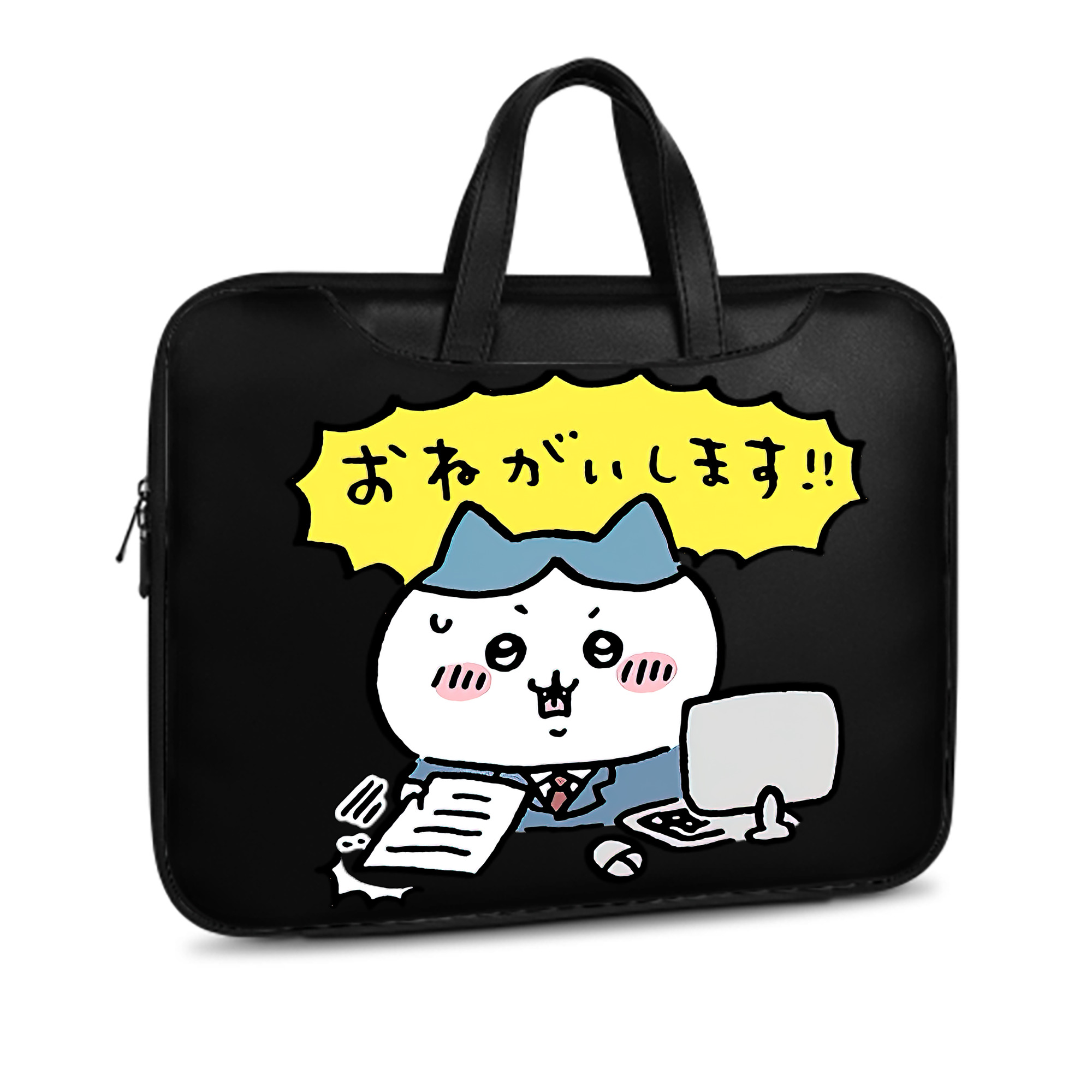 （画像用） ちいかわ ハチワレ Chii-kawa hachiware レザーラップトップバッグ　ノートパソコンケース