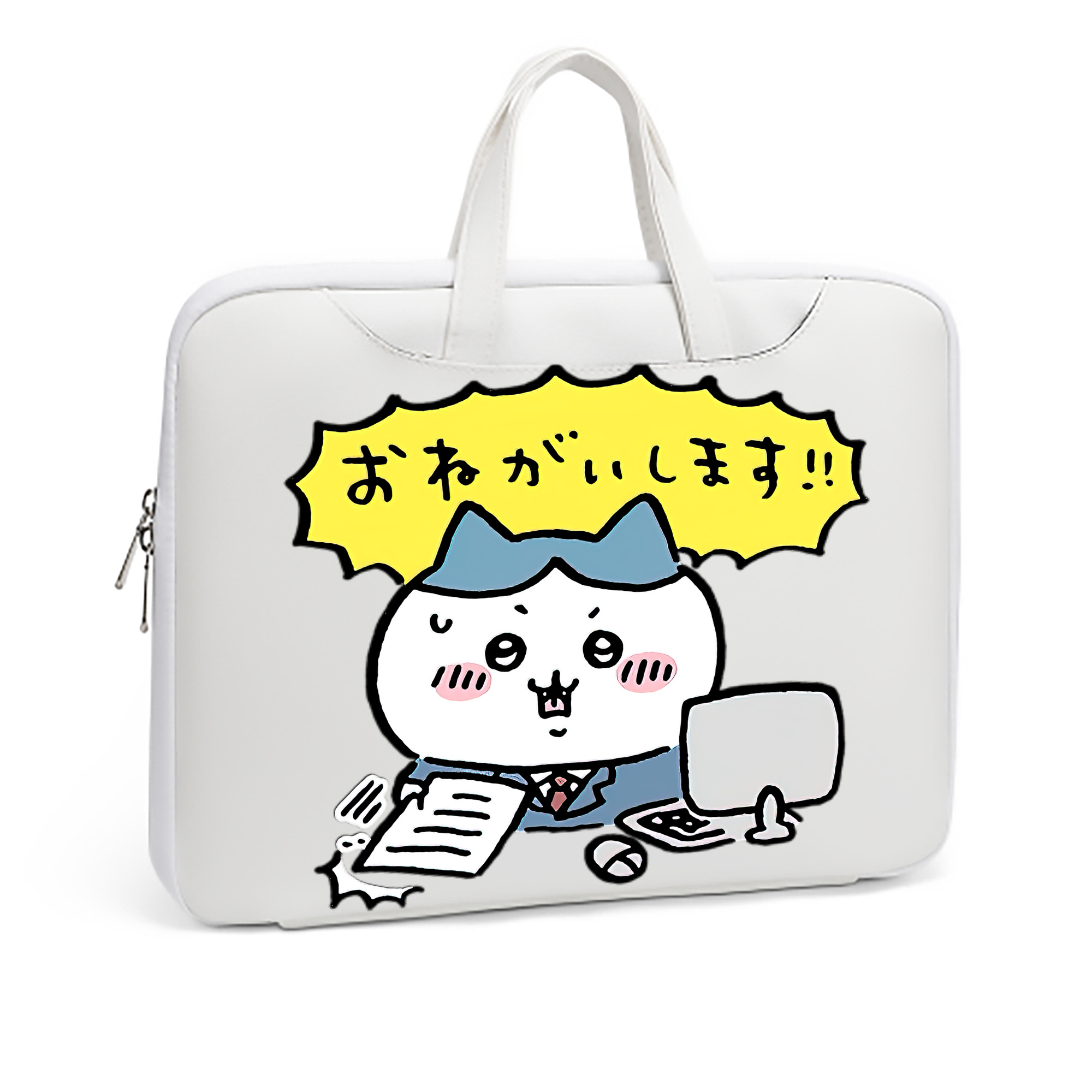（画像用） ちいかわ ハチワレ Chii-kawa hachiware レザーラップトップバッグ　ノートパソコンケース