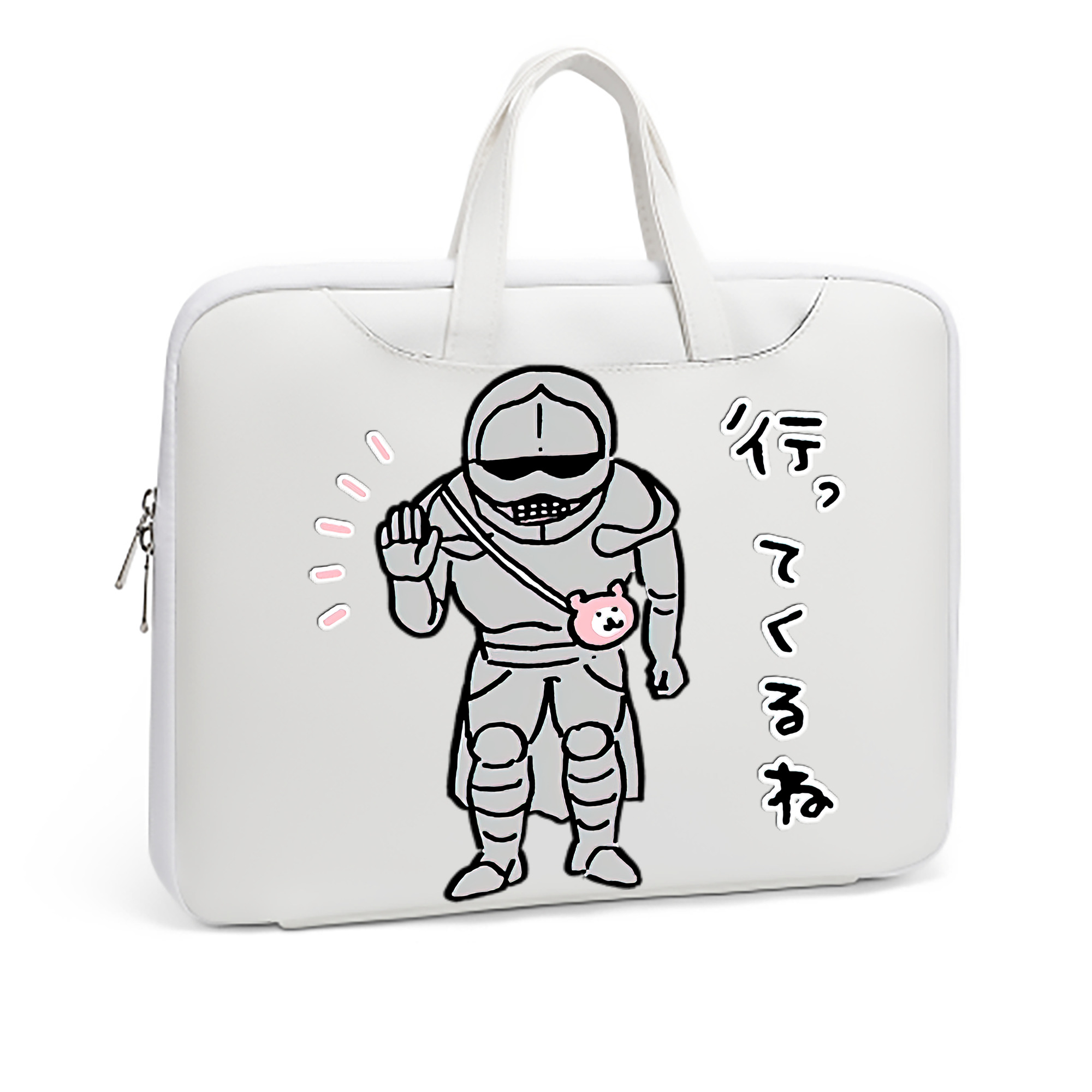 （画像用） ちいかわ 労働の鎧さん Chii-kawa Mr. Armor of Labor レザーラップトップバッグ　ノートパソコンケース