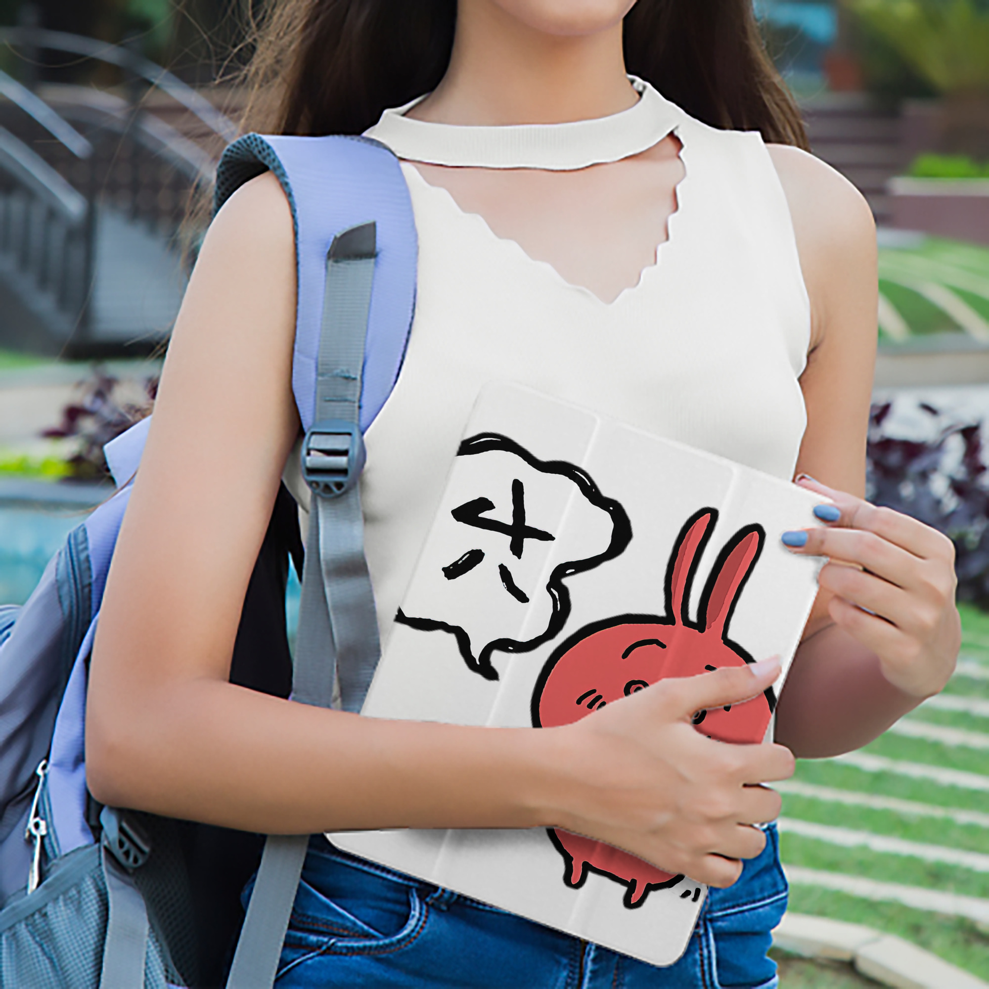 ちいかわ ハチワレ Chii-kawa hachiware IPad ケース ペン収納付き 三つ折りスタンド PUレザー×シリコン 対応機種9.5/10.5/10.9インチ