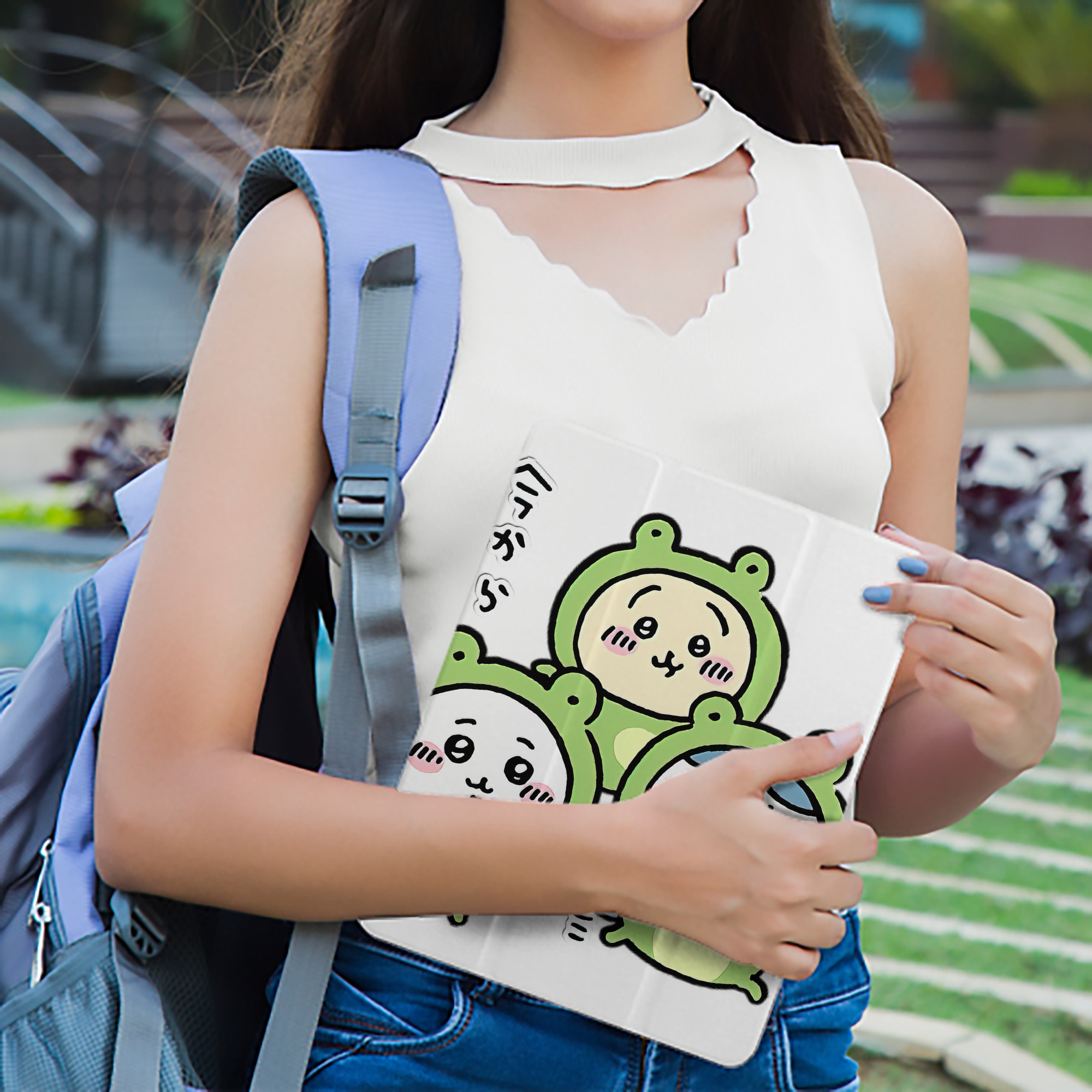 ちいかわ ハチワレ Chii-kawa hachiware IPad ケース ペン収納付き 三つ折りスタンド PUレザー×シリコン 対応機種9.5/10.5/10.9インチ