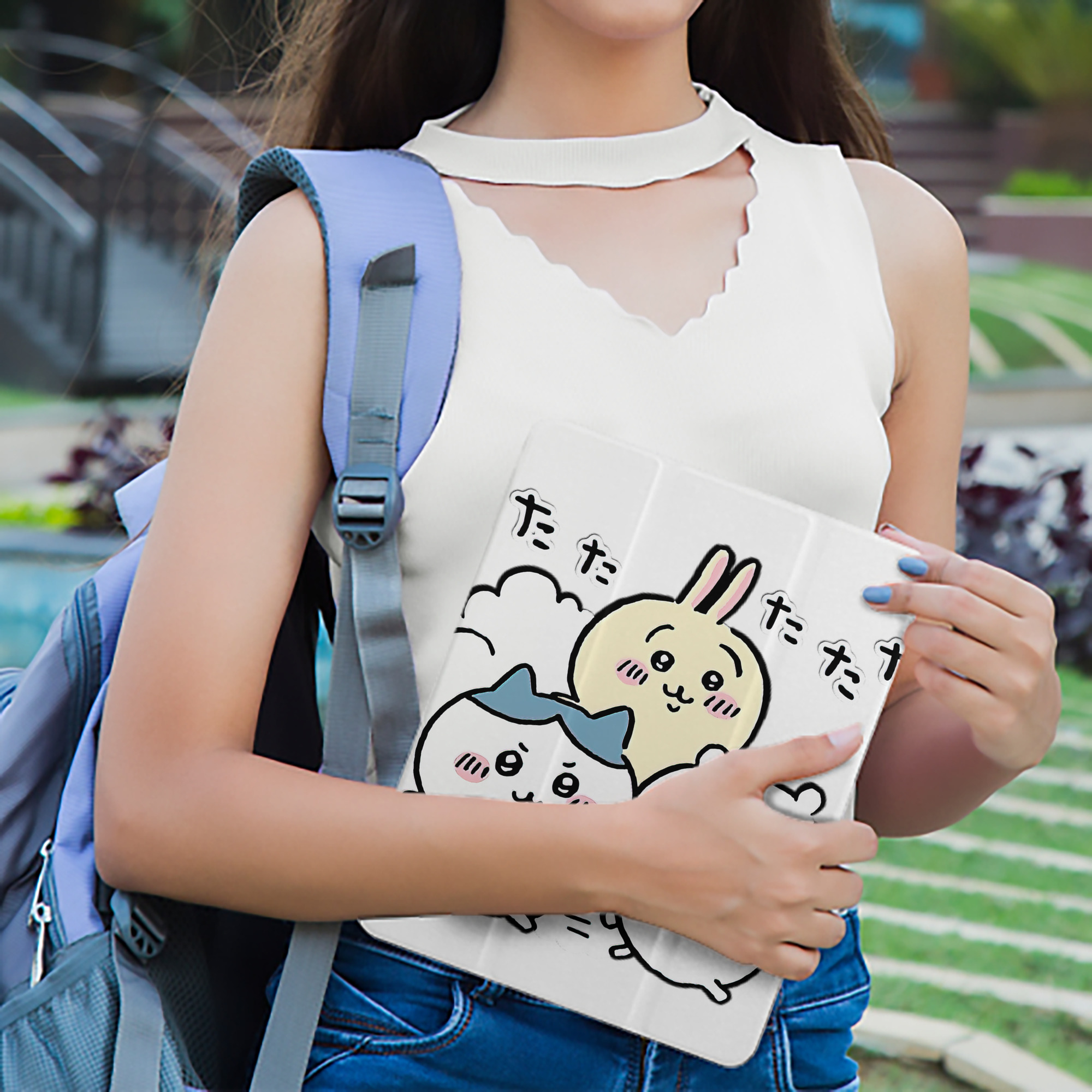 ちいかわ ハチワレ Chii-kawa hachiware IPad ケース ペン収納付き 三つ折りスタンド PUレザー×シリコン 対応機種9.5/10.5/10.9インチ