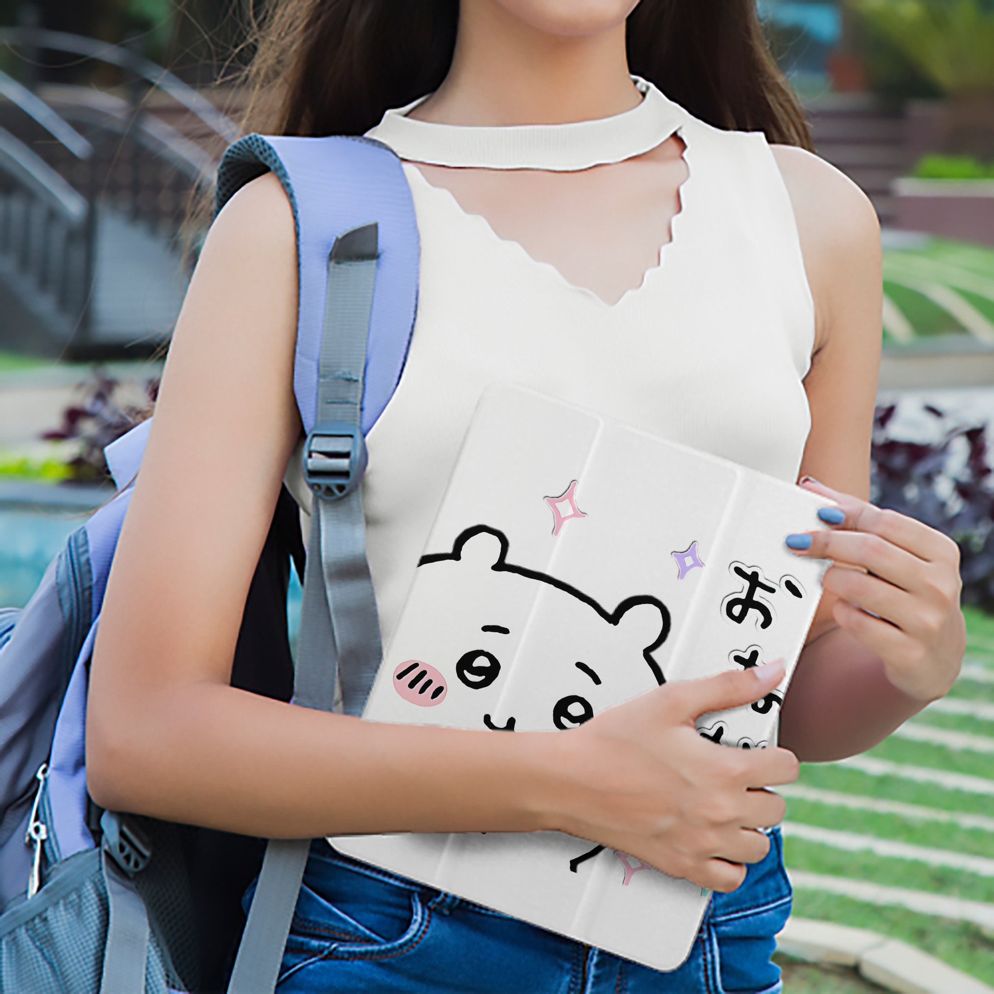 ちいかわ ちいかわ Chii-kawa chiikawa IPad ケース ペン収納付き 三つ折りスタンド PUレザー×シリコン 対応機種9.5/10.5/10.9インチ