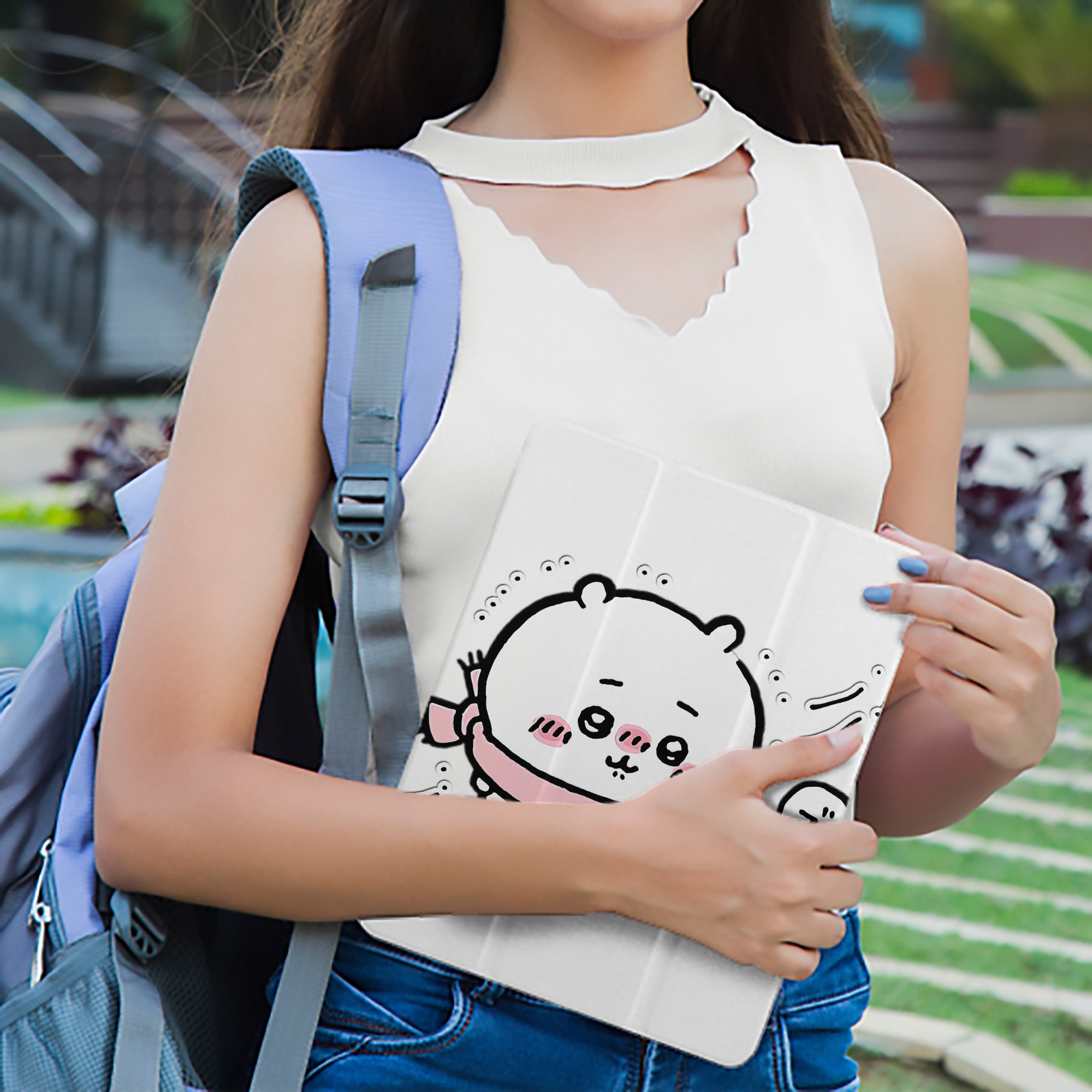 ちいかわ ちいかわ Chii-kawa chiikawa IPad ケース ペン収納付き 三つ折りスタンド PUレザー×シリコン 対応機種9.5/10.5/10.9インチ