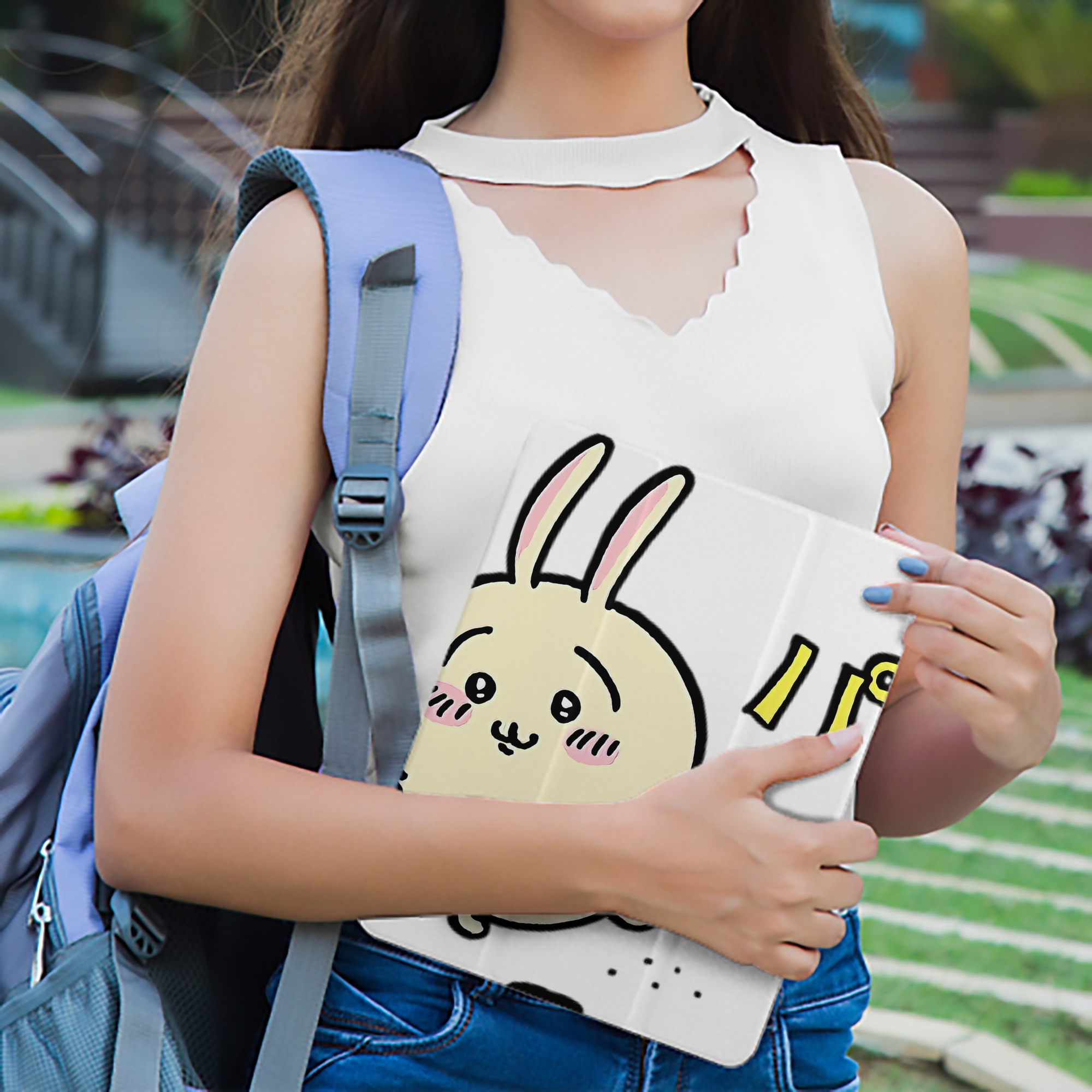 ちいかわ うさぎ Chii-kawa usagi IPad ケース ペン収納付き 三つ折りスタンド PUレザー×シリコン 対応機種9.5/10.5/10.9インチ