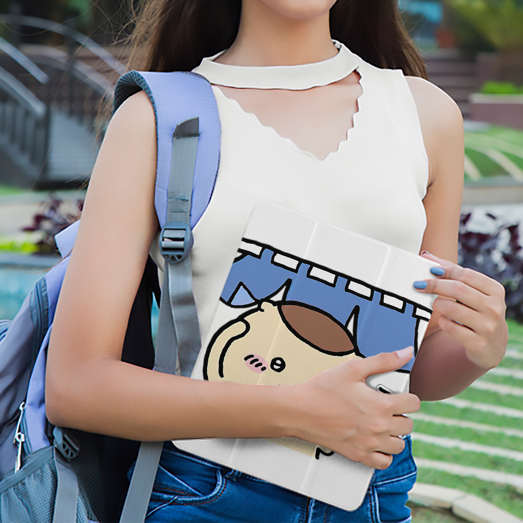 ちいかわ くりまんじゅう Chii-kawa kuri manjū IPad ケース ペン収納付き 三つ折りスタンド PUレザー×シリコン 対応機種9.5/10.5/10.9インチ