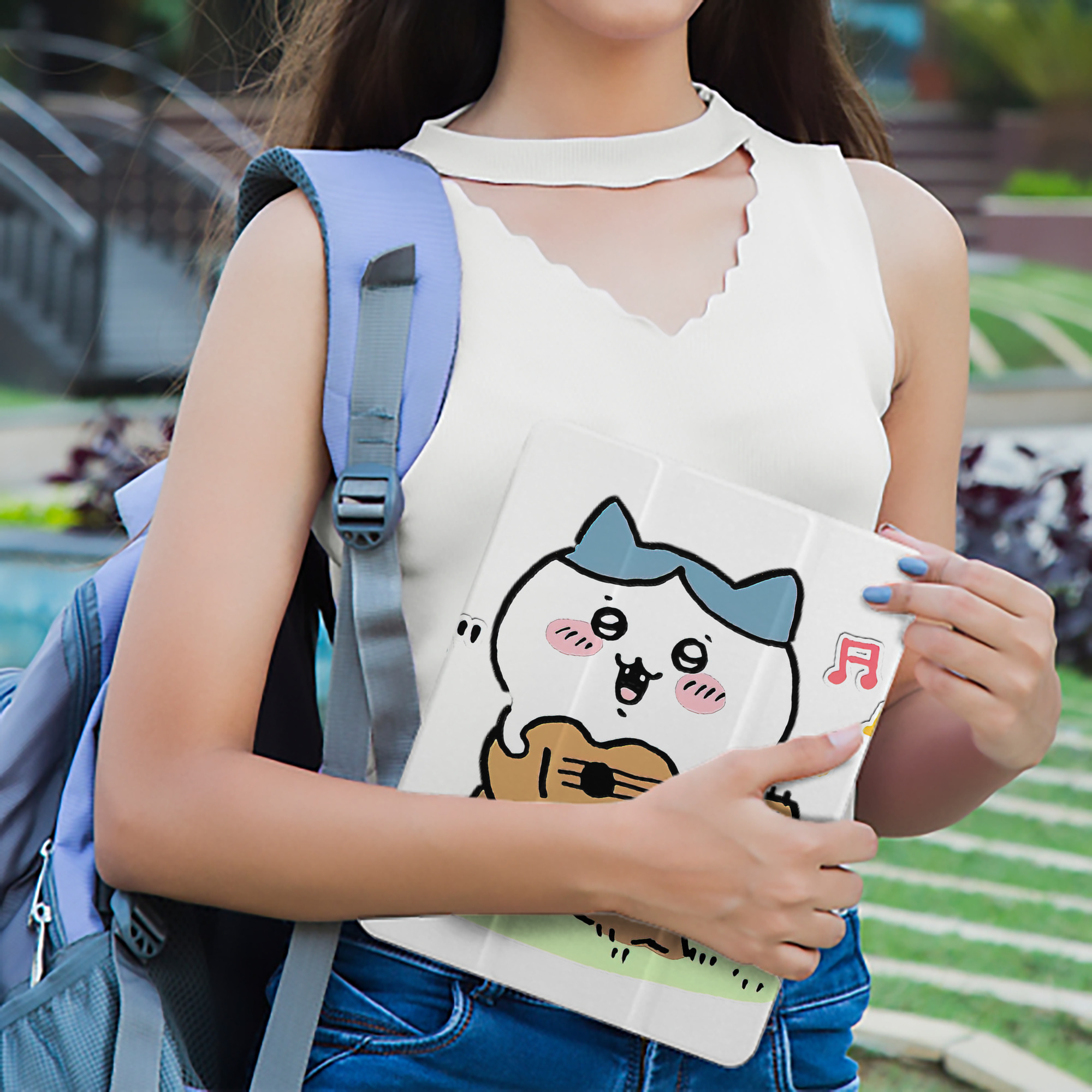 ちいかわ ハチワレ Chii-kawa hachiware IPad ケース ペン収納付き 三つ折りスタンド PUレザー×シリコン 対応機種9.5/10.5/10.9インチ