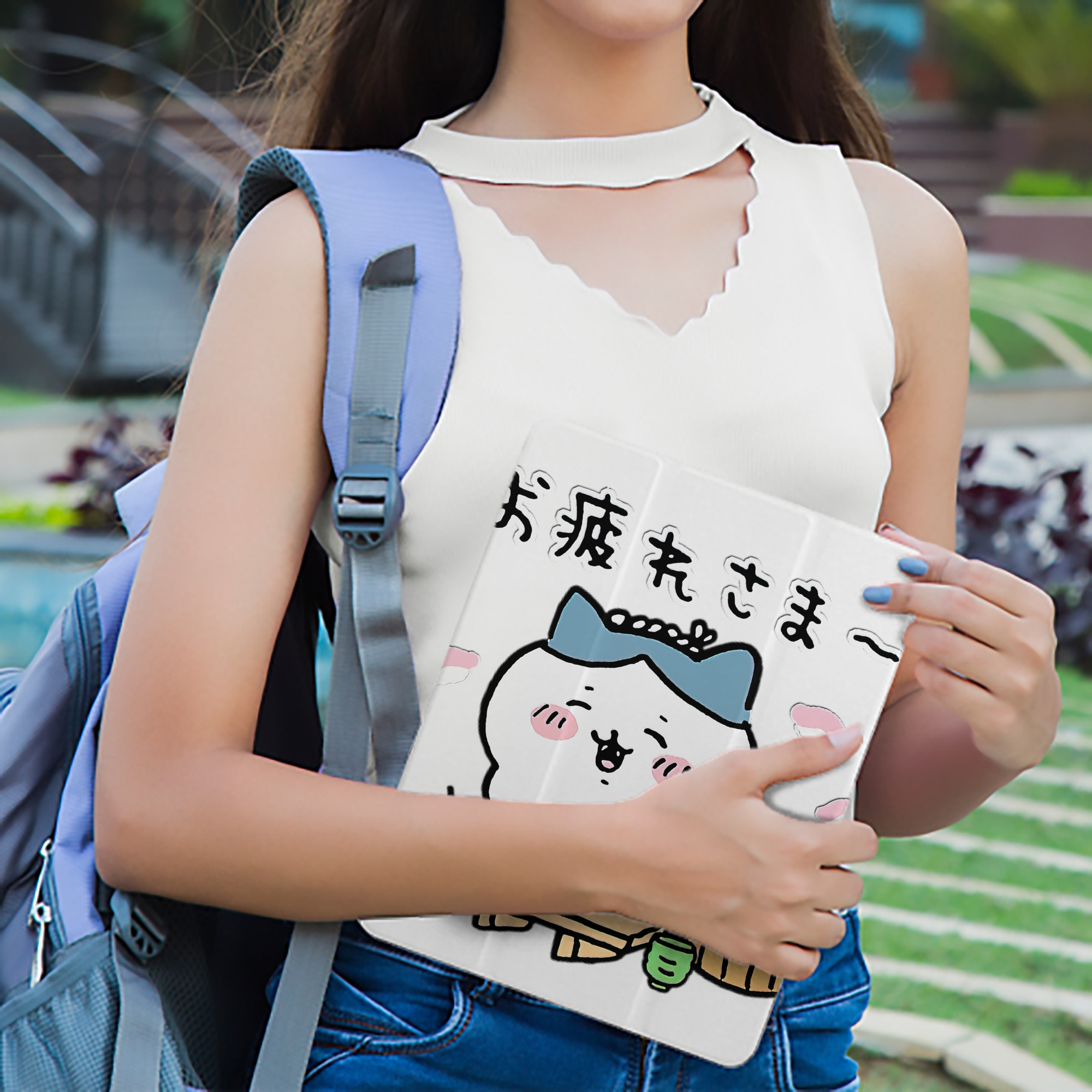 ちいかわ ハチワレ Chii-kawa hachiware IPad ケース ペン収納付き 三つ折りスタンド PUレザー×シリコン 対応機種9.5/10.5/10.9インチ