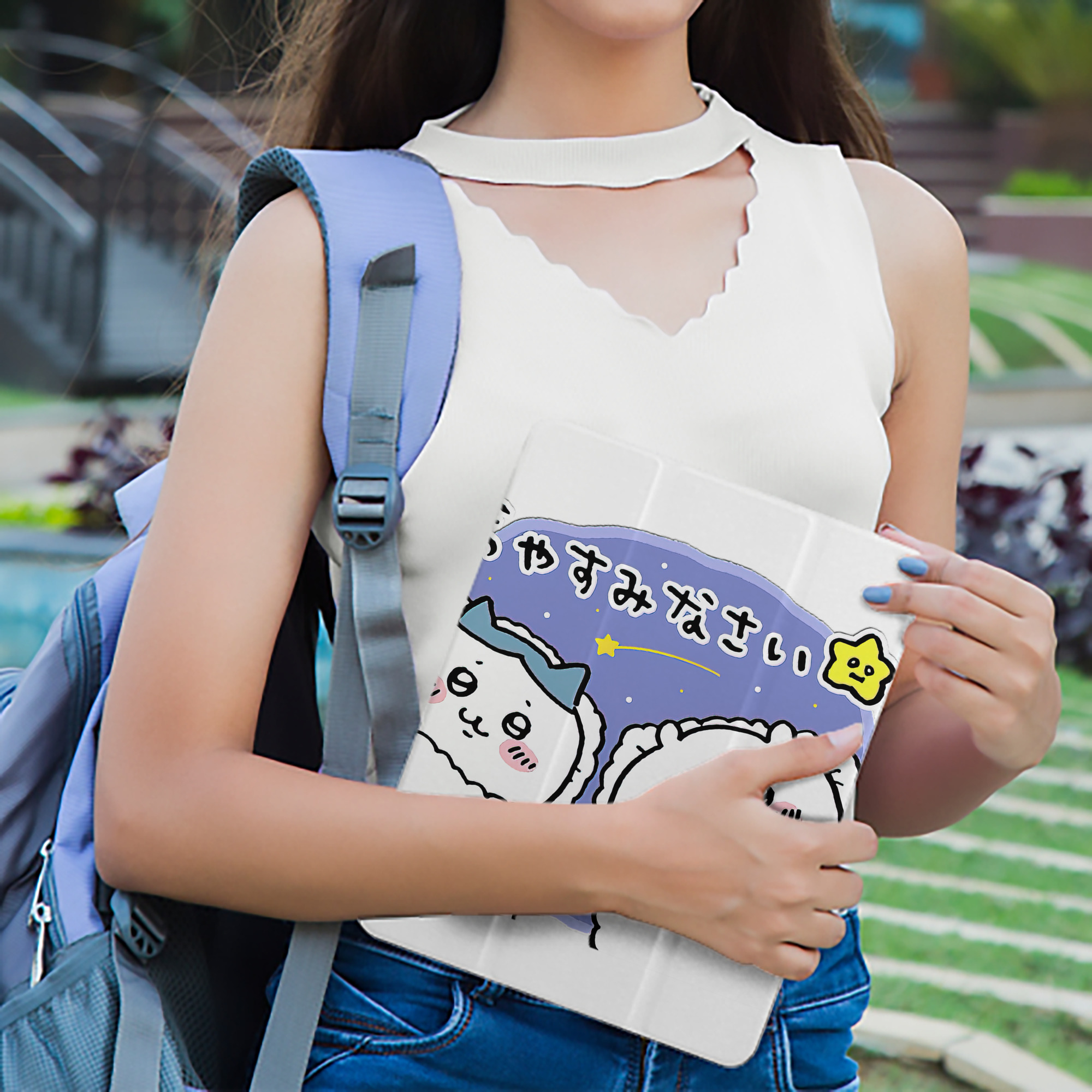 ちいかわ ハチワレ Chii-kawa hachiware IPad ケース ペン収納付き 三つ折りスタンド PUレザー×シリコン 対応機種9.5/10.5/10.9インチ