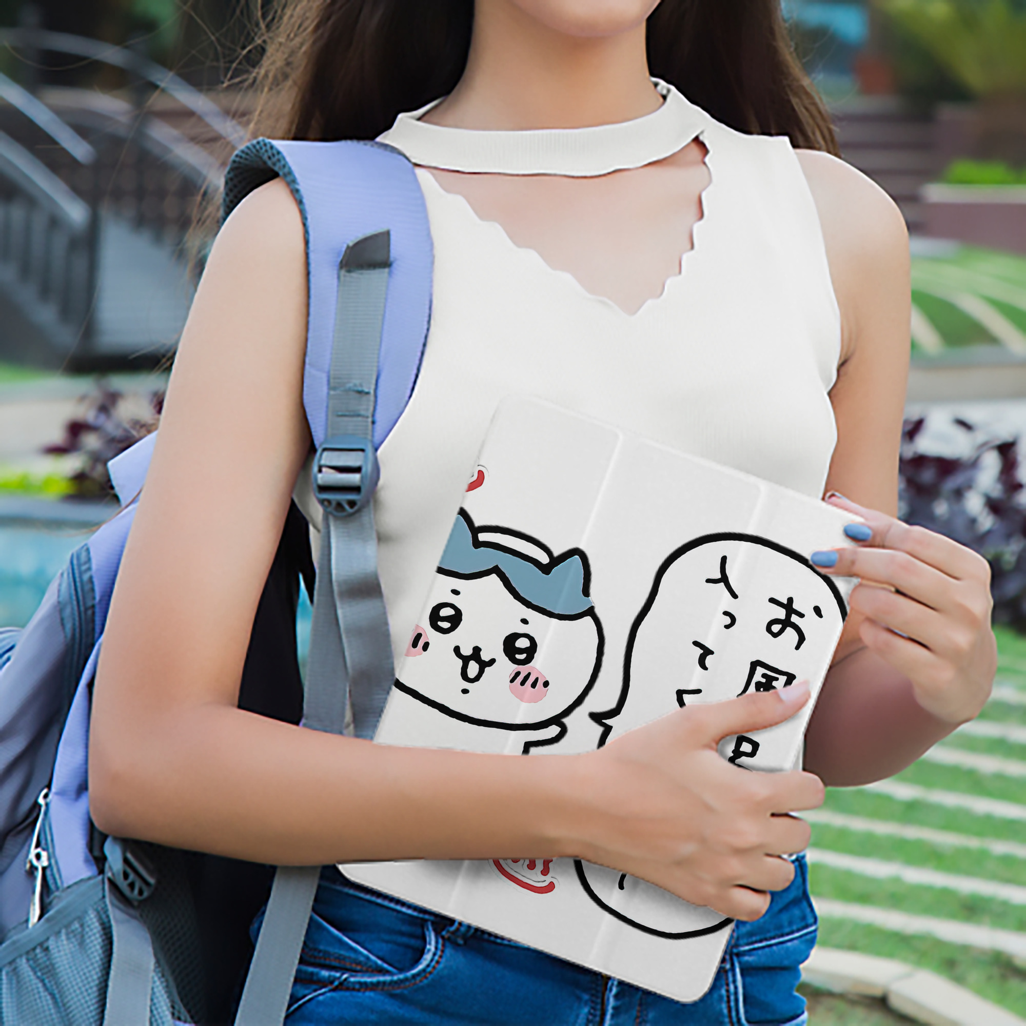 ちいかわ ハチワレ Chii-kawa hachiware IPad ケース ペン収納付き 三つ折りスタンド PUレザー×シリコン 対応機種9.5/10.5/10.9インチ