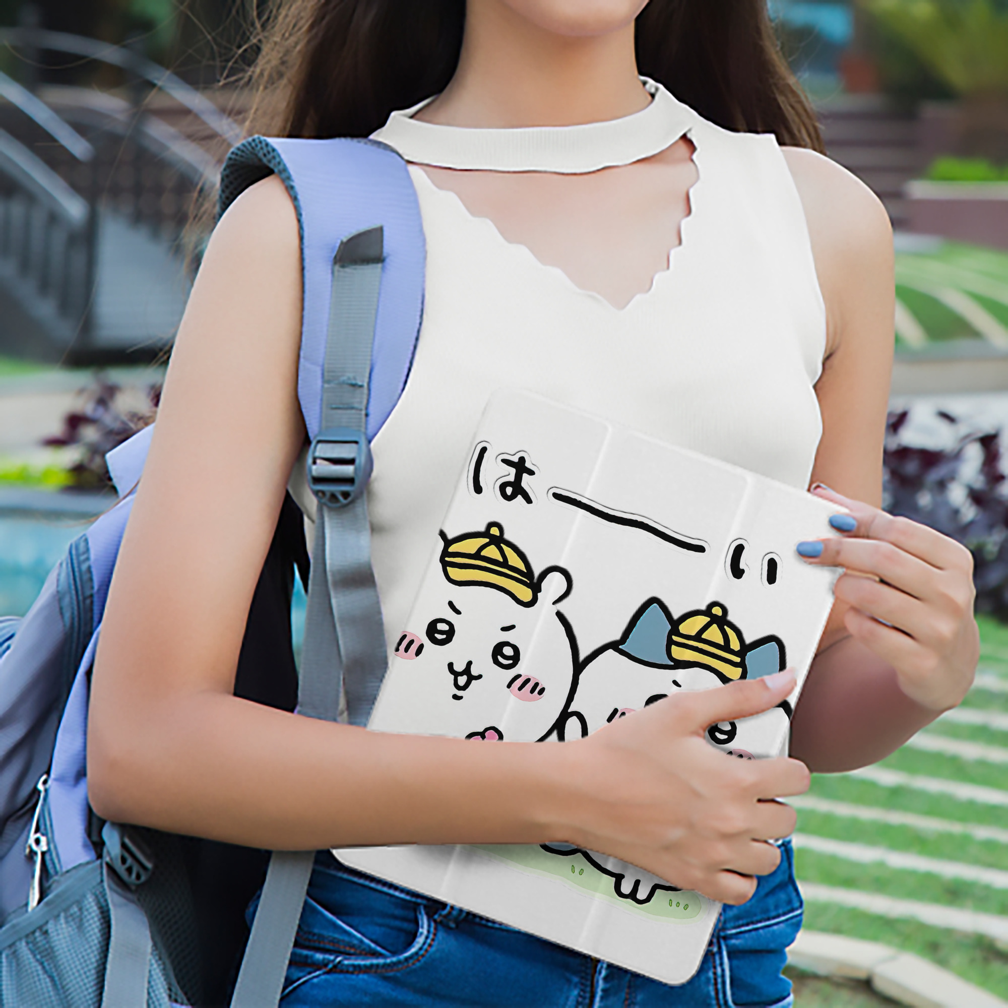 ちいかわ ハチワレ Chii-kawa hachiware IPad ケース ペン収納付き 三つ折りスタンド PUレザー×シリコン 対応機種9.5/10.5/10.9インチ
