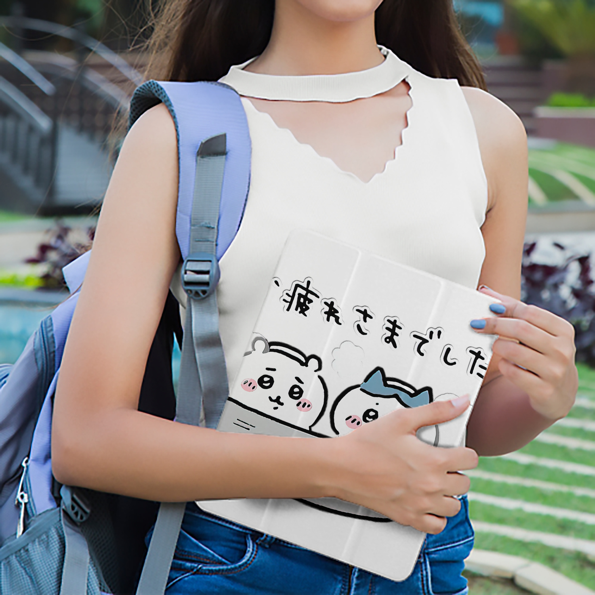 ちいかわ ハチワレ Chii-kawa hachiware IPad ケース ペン収納付き 三つ折りスタンド PUレザー×シリコン 対応機種9.5/10.5/10.9インチ