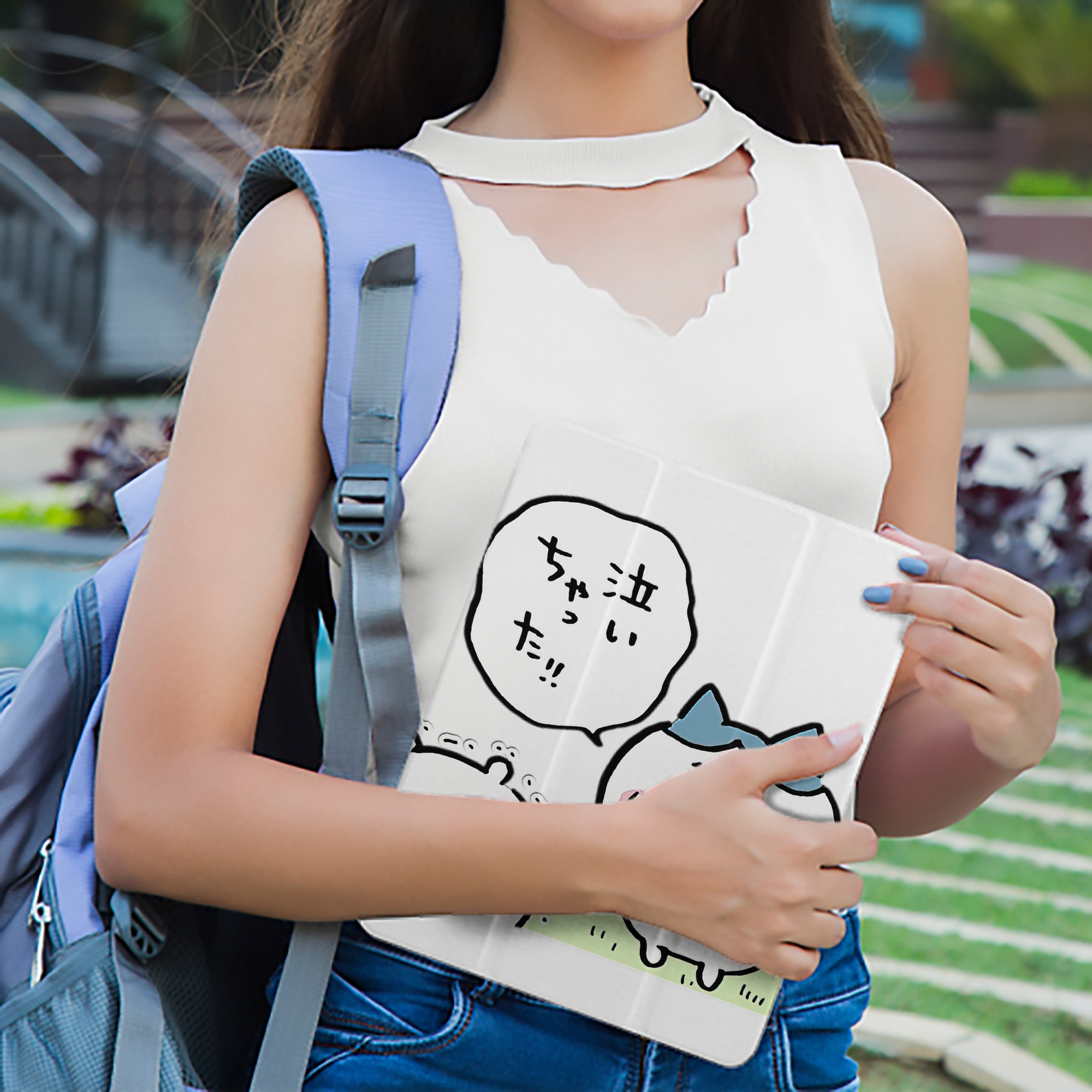 ちいかわ ハチワレ Chii-kawa hachiware IPad ケース ペン収納付き 三つ折りスタンド PUレザー×シリコン 対応機種9.5/10.5/10.9インチ