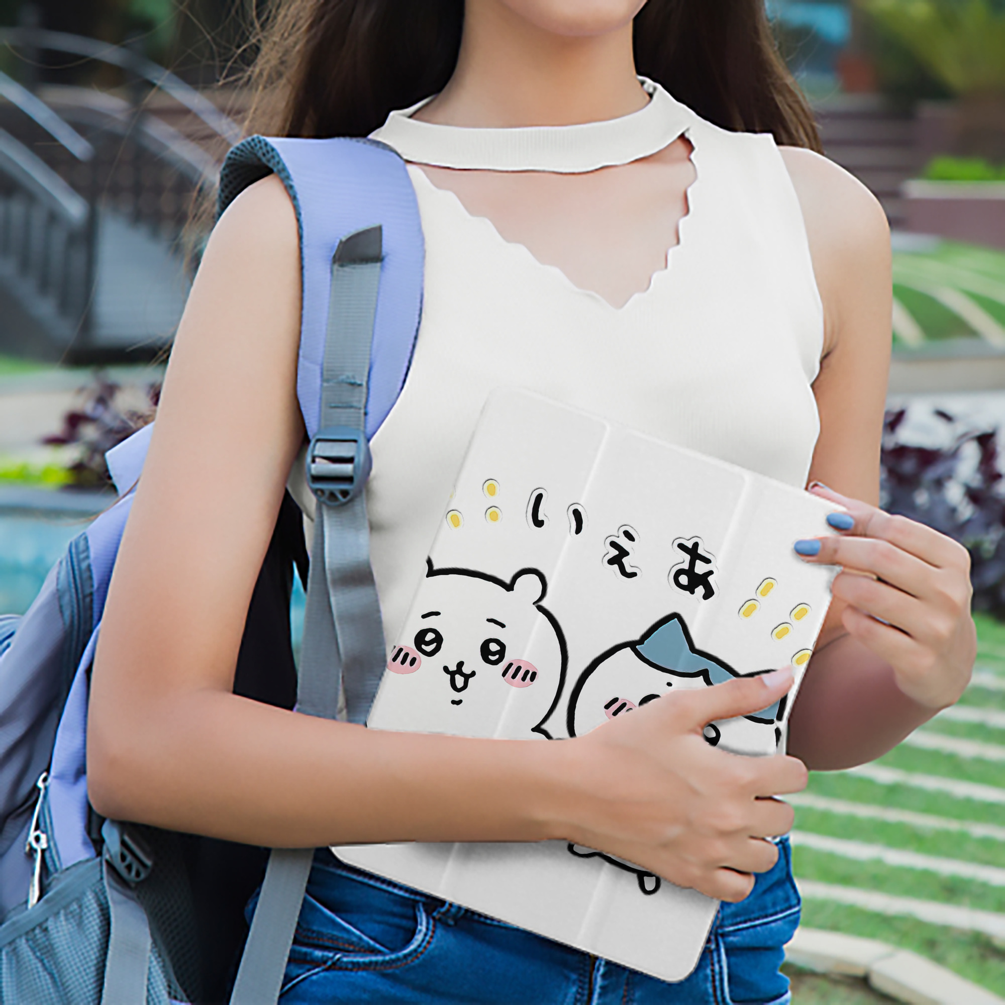 ちいかわ ハチワレ Chii-kawa hachiware IPad ケース ペン収納付き 三つ折りスタンド PUレザー×シリコン 対応機種9.5/10.5/10.9インチ