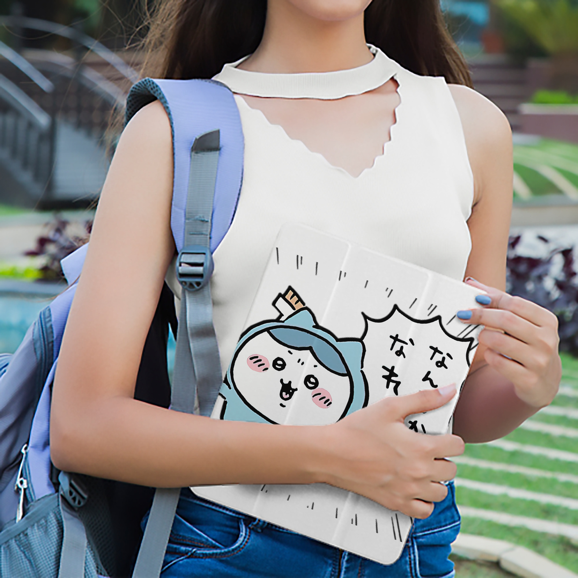 ちいかわ ハチワレ Chii-kawa hachiware IPad ケース ペン収納付き 三つ折りスタンド PUレザー×シリコン 対応機種9.5/10.5/10.9インチ