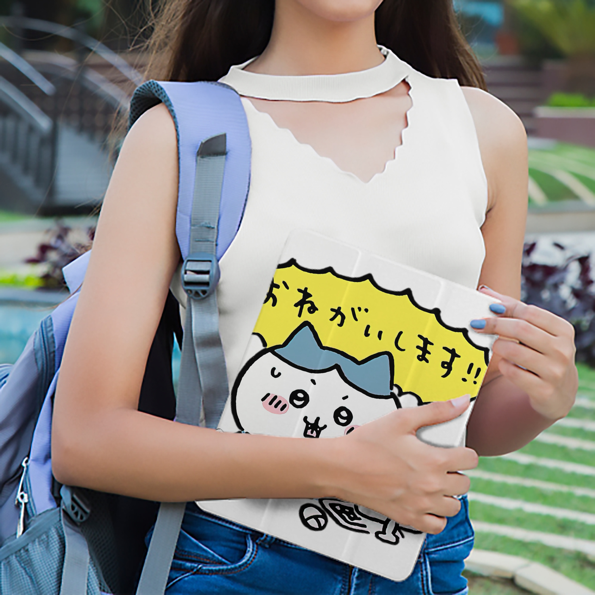 ちいかわ ハチワレ Chii-kawa hachiware IPad ケース ペン収納付き 三つ折りスタンド PUレザー×シリコン 対応機種9.5/10.5/10.9インチ