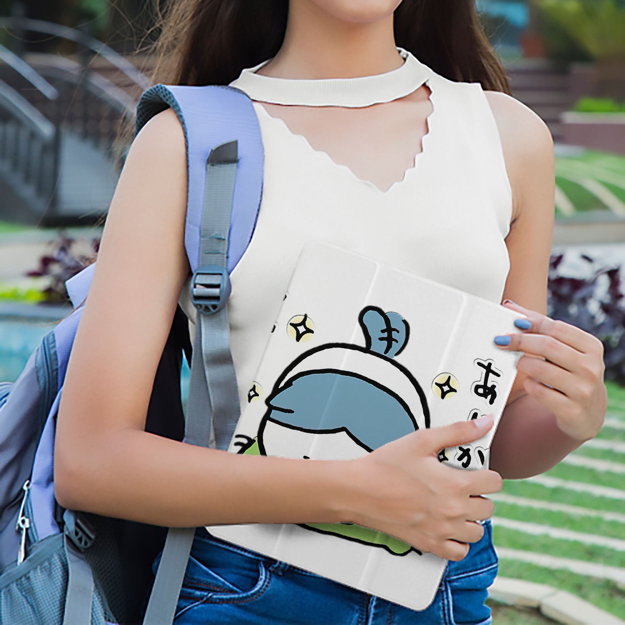 ちいかわ ハチワレ Chii-kawa hachiware IPad ケース ペン収納付き 三つ折りスタンド PUレザー×シリコン 対応機種9.5/10.5/10.9インチ